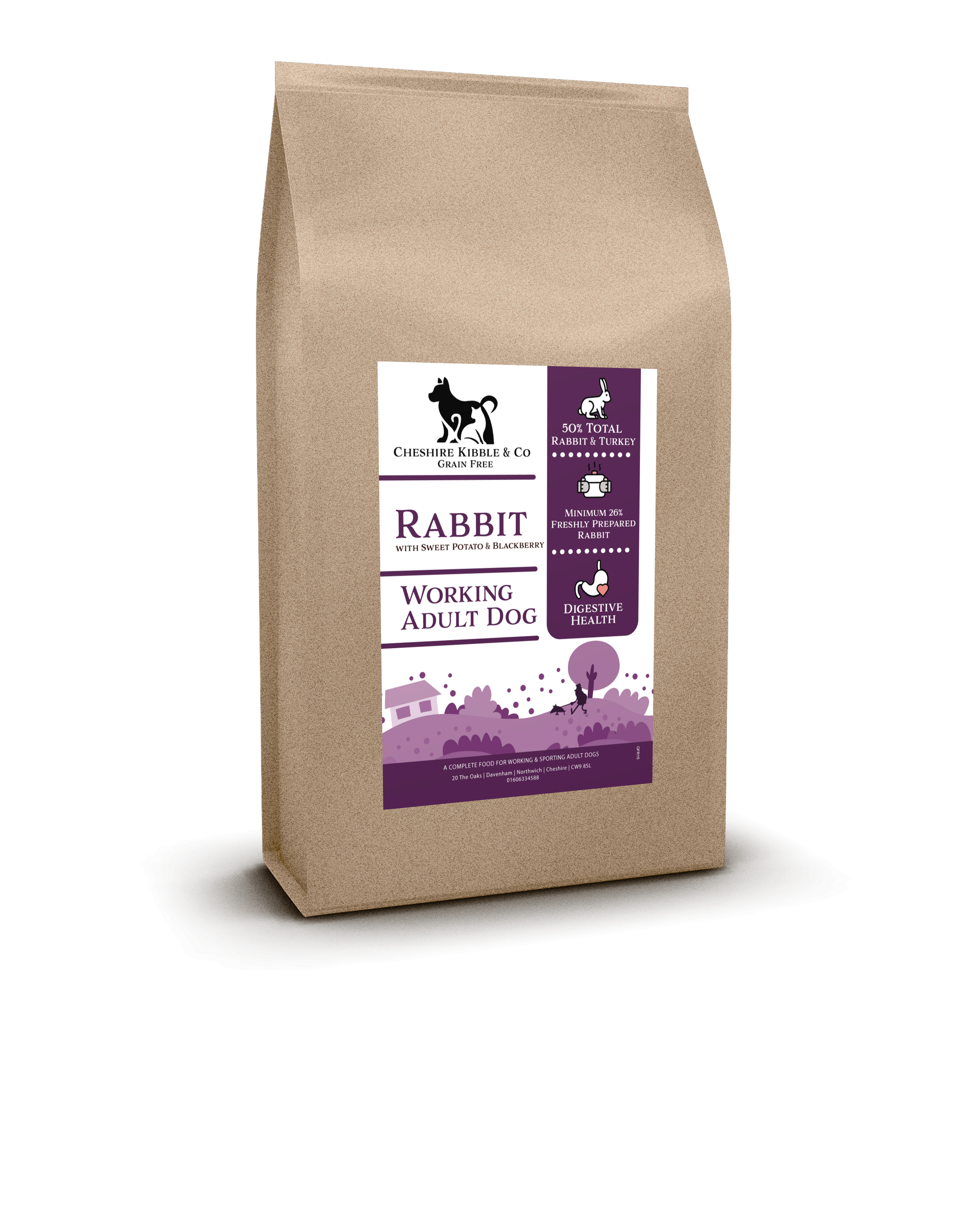 Rabbit with Sweet Potato & Blackberry - Adult Dog Food (2kg)