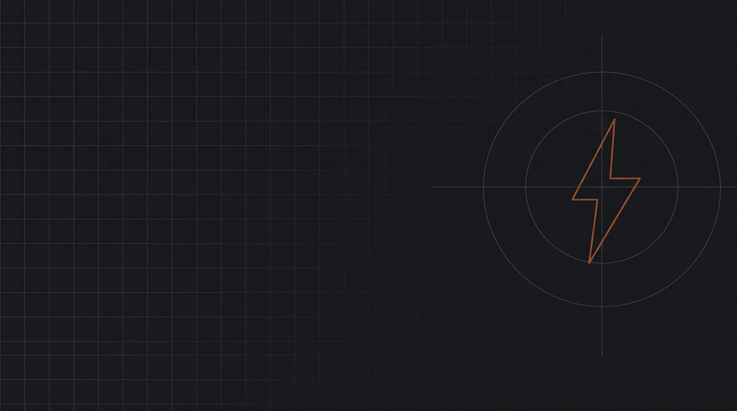 Digital illustration of a digital grid with a lightning bolt symbol, glowing orange, on a dark background.