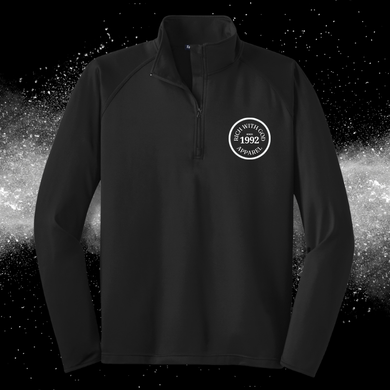 Rich With God Embroidered Quarter-Zip Pullover