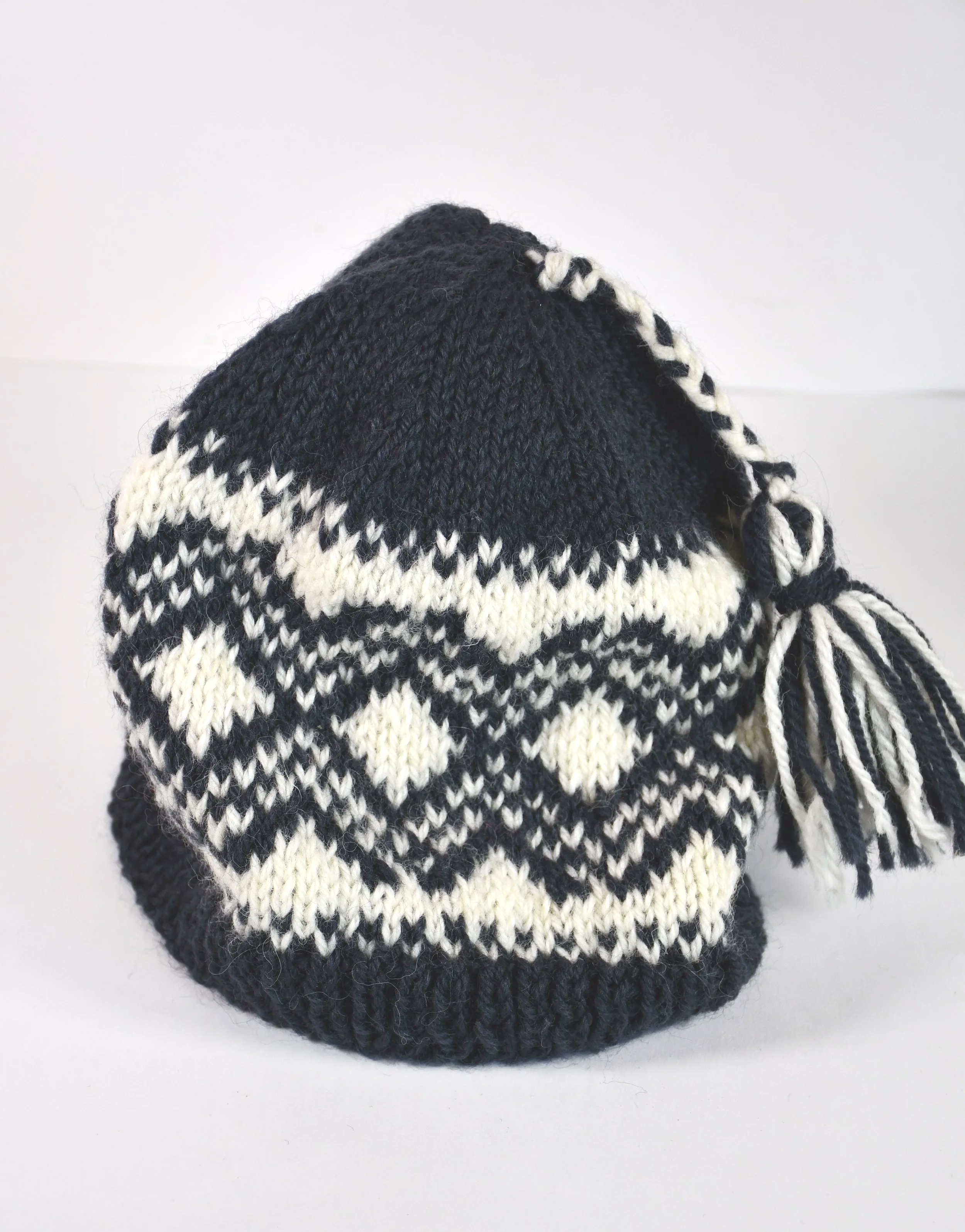 Hand knitted Fair isle diamond pattern hat Made to order