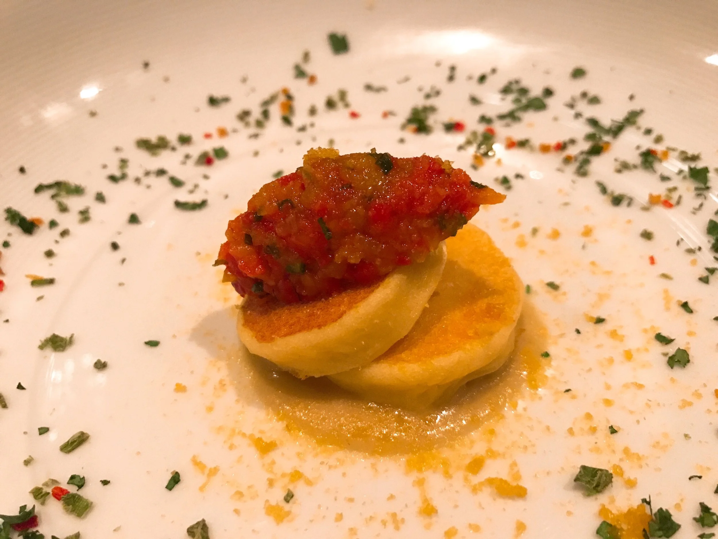 Blinis with Pepper and Bottarga