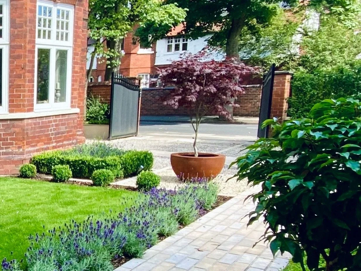 A photograph of the new driveway entrance and pedestrian path
