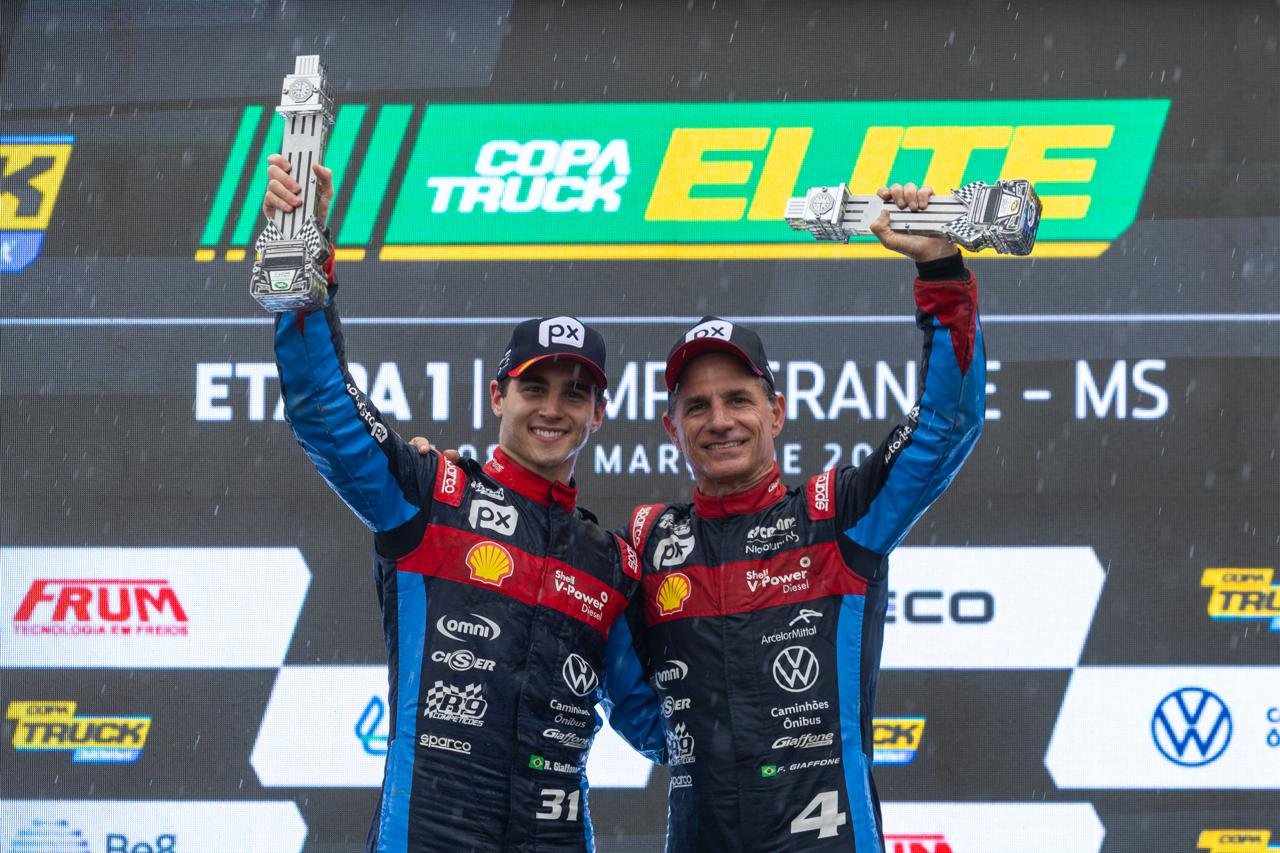 Pai e filho vencem na Copa Truck: Felipe e Nic Giaffone são destaque em Campo Grande