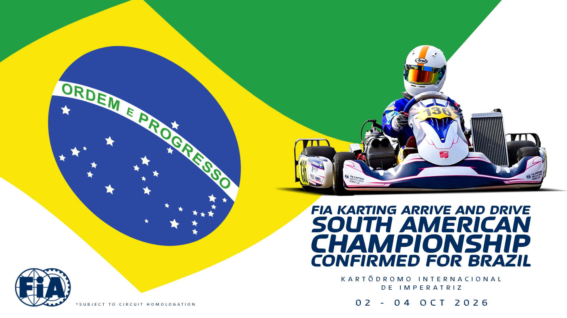 Brasil é confirmado como sede do Campeonato Sul-Americano FIA Karting Arrive and Drive 2026