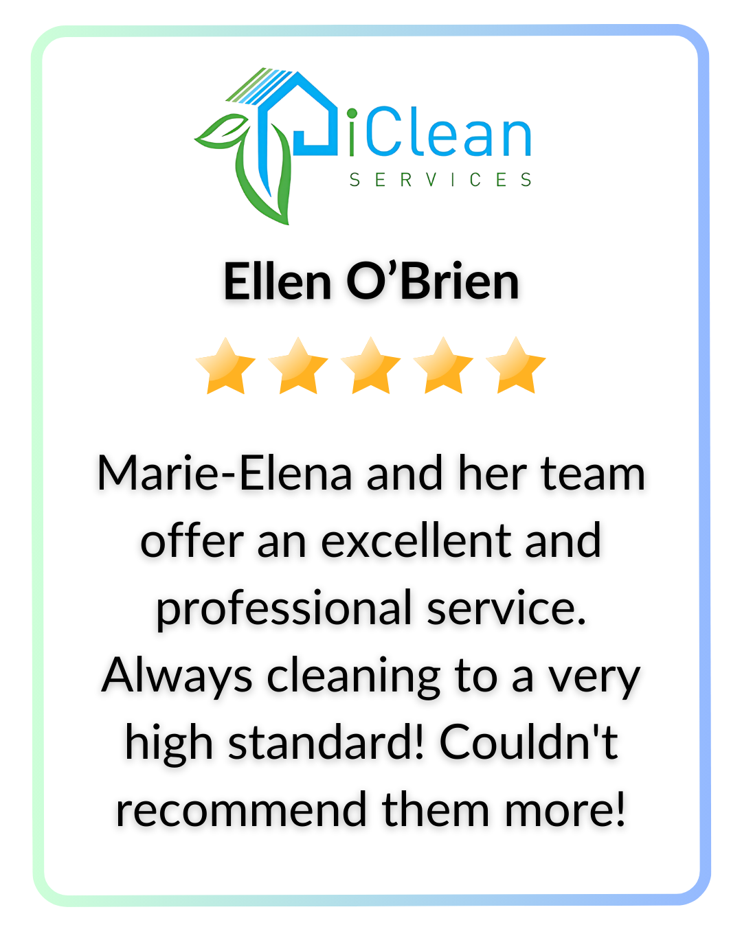 iClean Services logo with a customer review