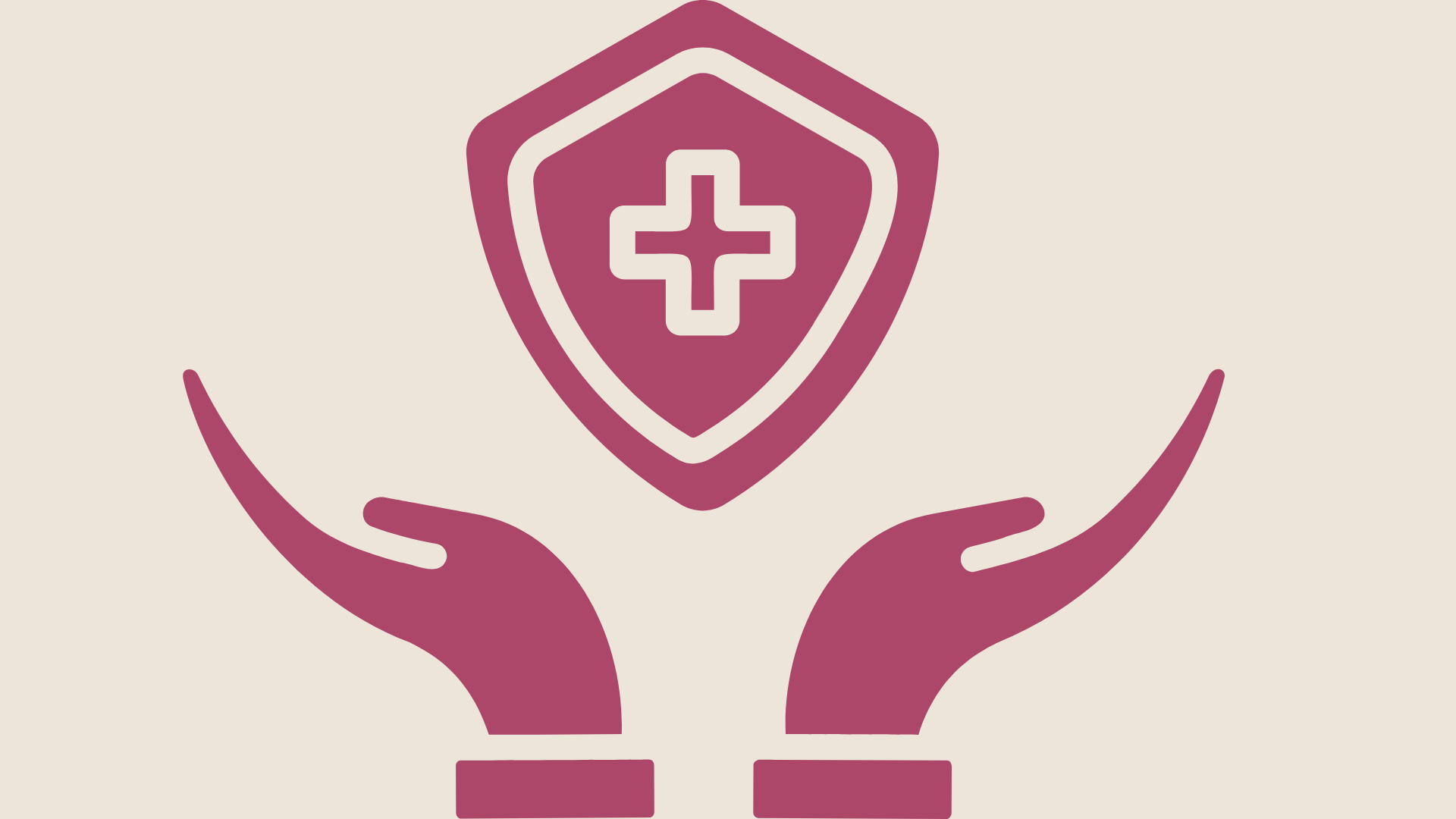 Two hands holding a shield with a medical cross symbol.