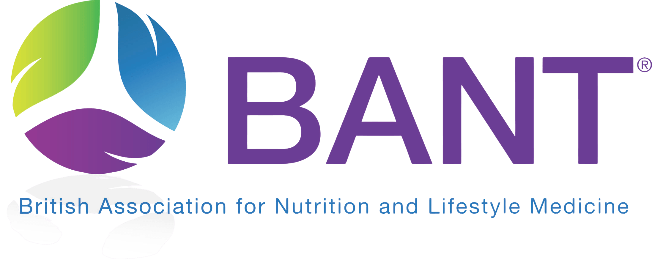Logo of BANT, British Association for Nutrition and Lifestyle Medicine, featuring a multicolored leaf and the text 'BANT' in purple and 'British Association for Nutrition and Lifestyle Medicine' in blue.