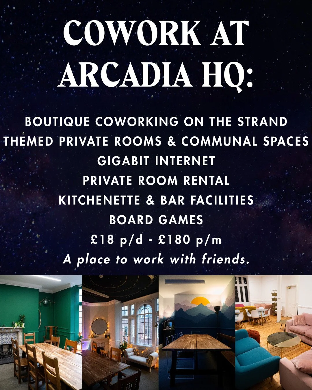 London coworking just off the Strand &mdash; a daytime venue for your writing, working, filming, and more. 👀

To all TTRPG geeks, roleplay artists, board game obsessives, and creatives of all stripes &mdash; welcome. We think you&rsquo;ll love it he