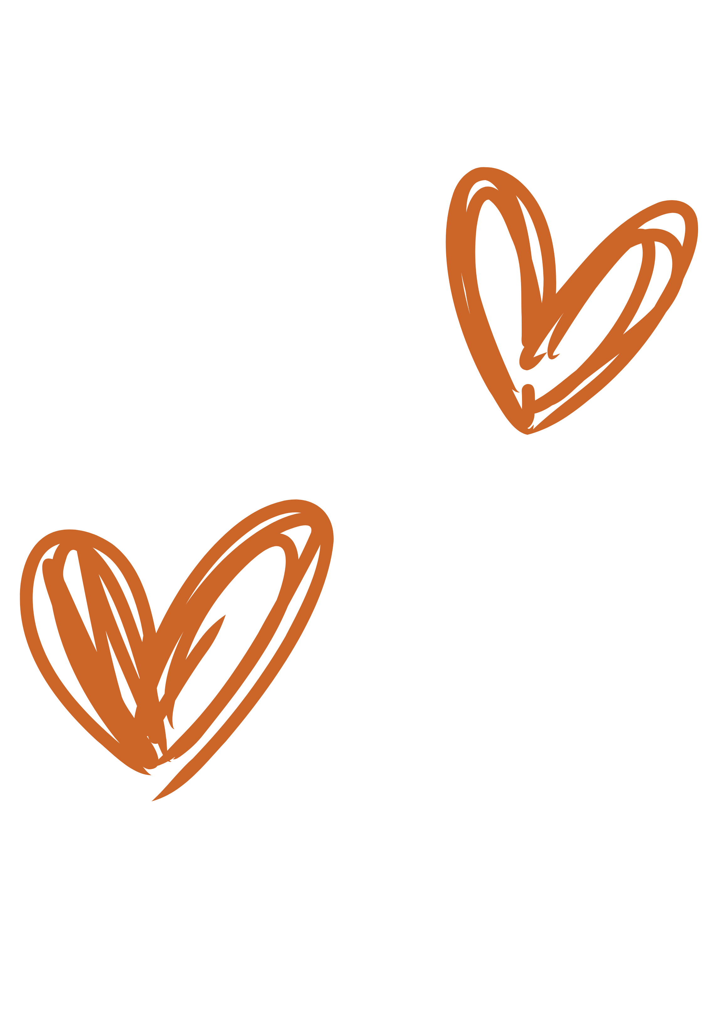 Multiple hand-drawn brown hearts varying in size arranged in a pattern on a black background.