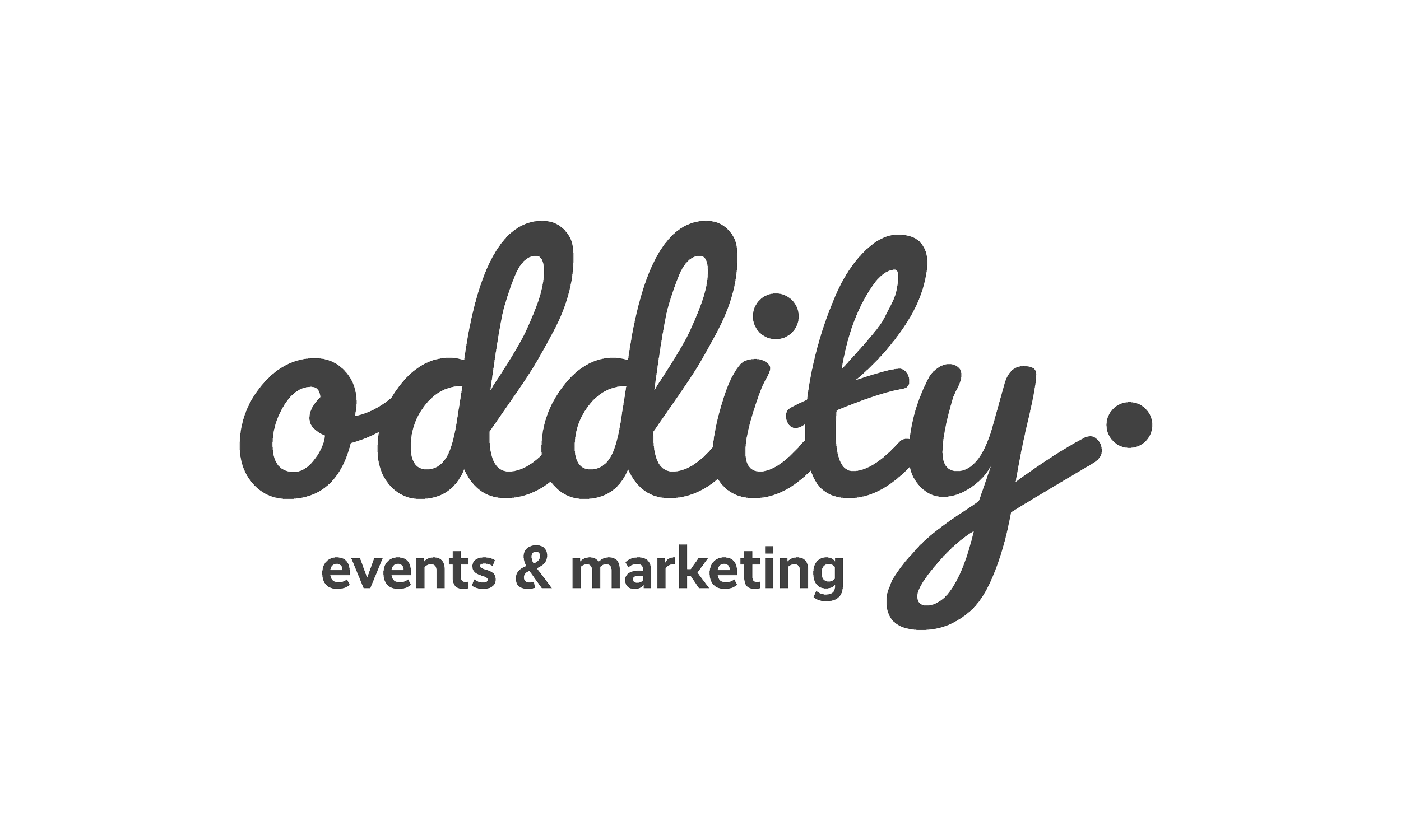 Logo for Oddity Events & Marketing with the word 'oddity' in stylized script and 'events & marketing' in smaller font below.
