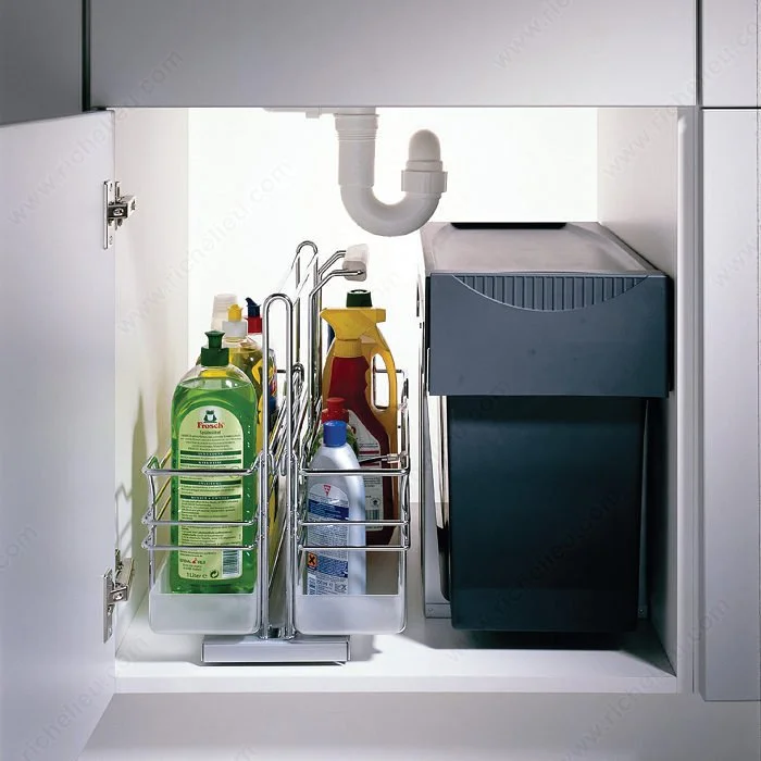 under sink cleaning caddy with waste container