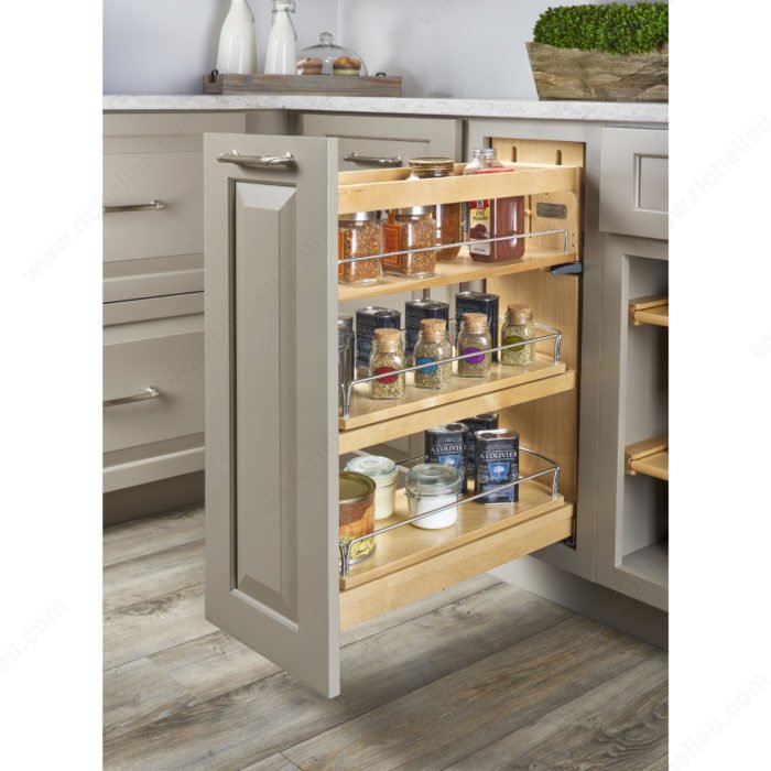 kitchen base cabinet pullout with jar organizer