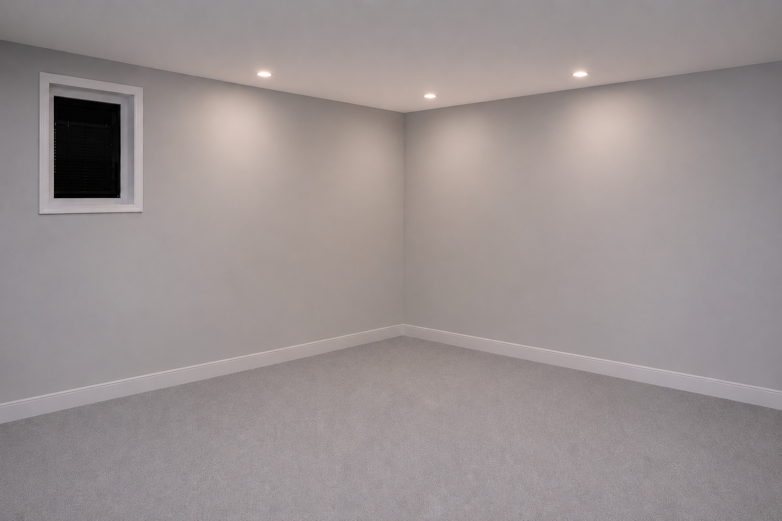 Empty basement family room before renovation