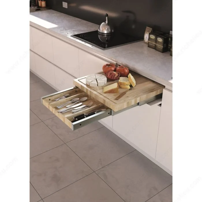 pullout hidden cutting board and cutlery drawer