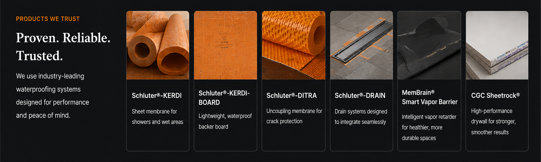 Trusted building products chosen for modern bathroom waterproofing, moisture management, insulation, and durable finishing systems that deliver long-lasting performance.