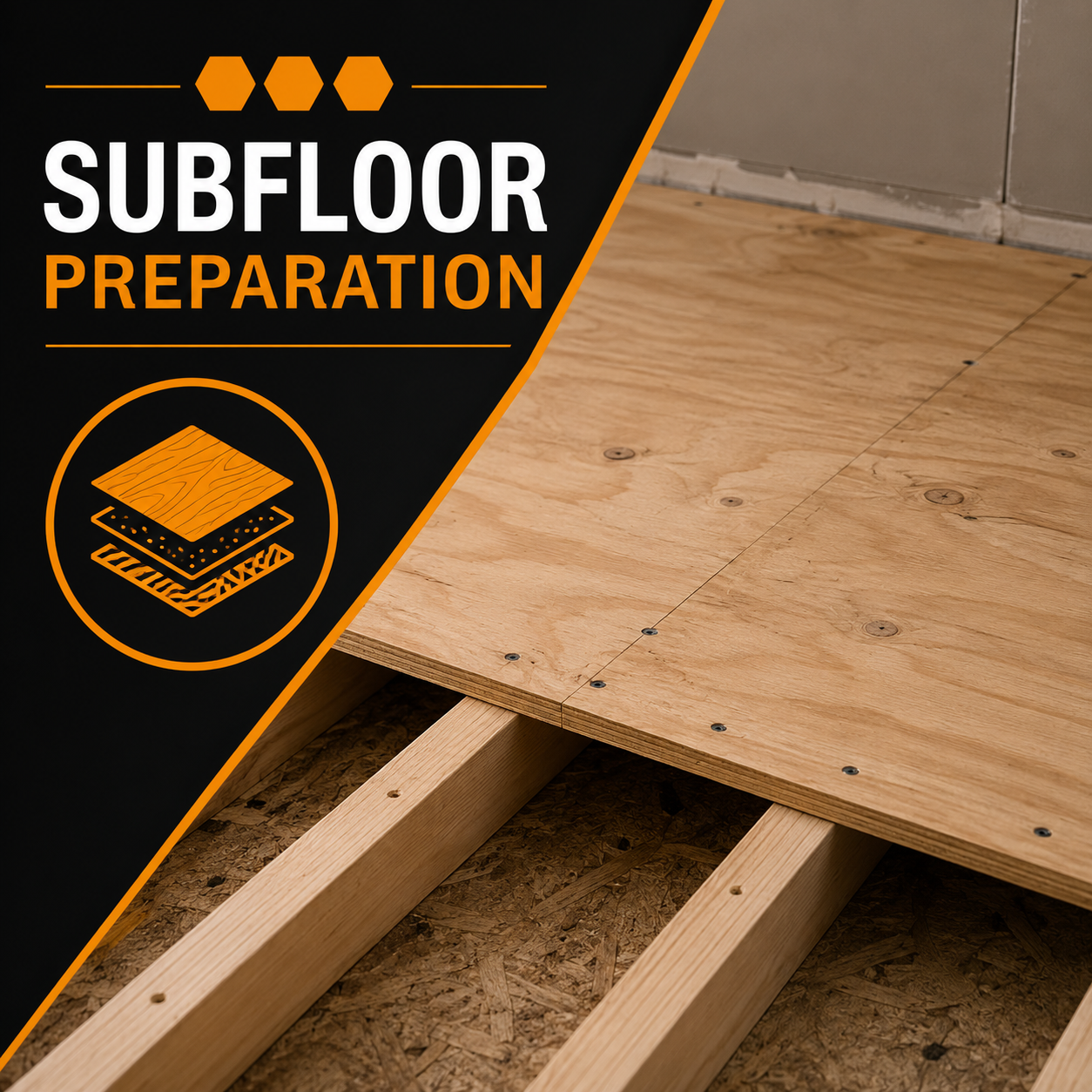 Graphic showing proper subfloor preparation