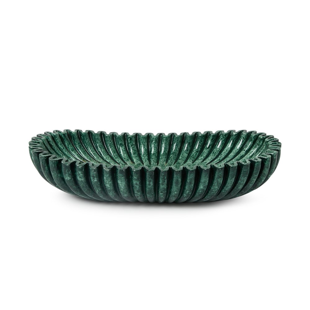 Wide Fluted Faux Marble Bowl