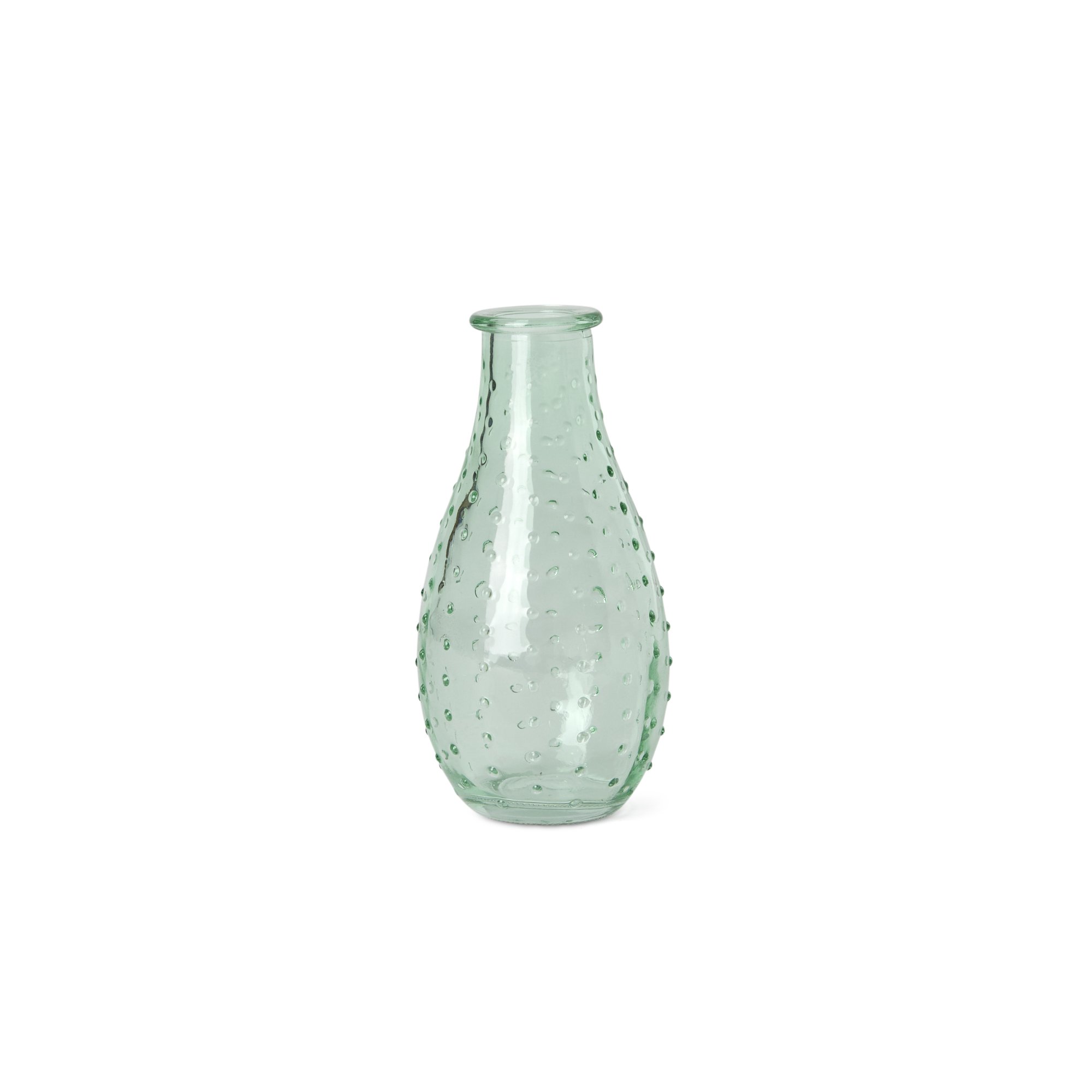 Vase - Small Green Glass with Dots
