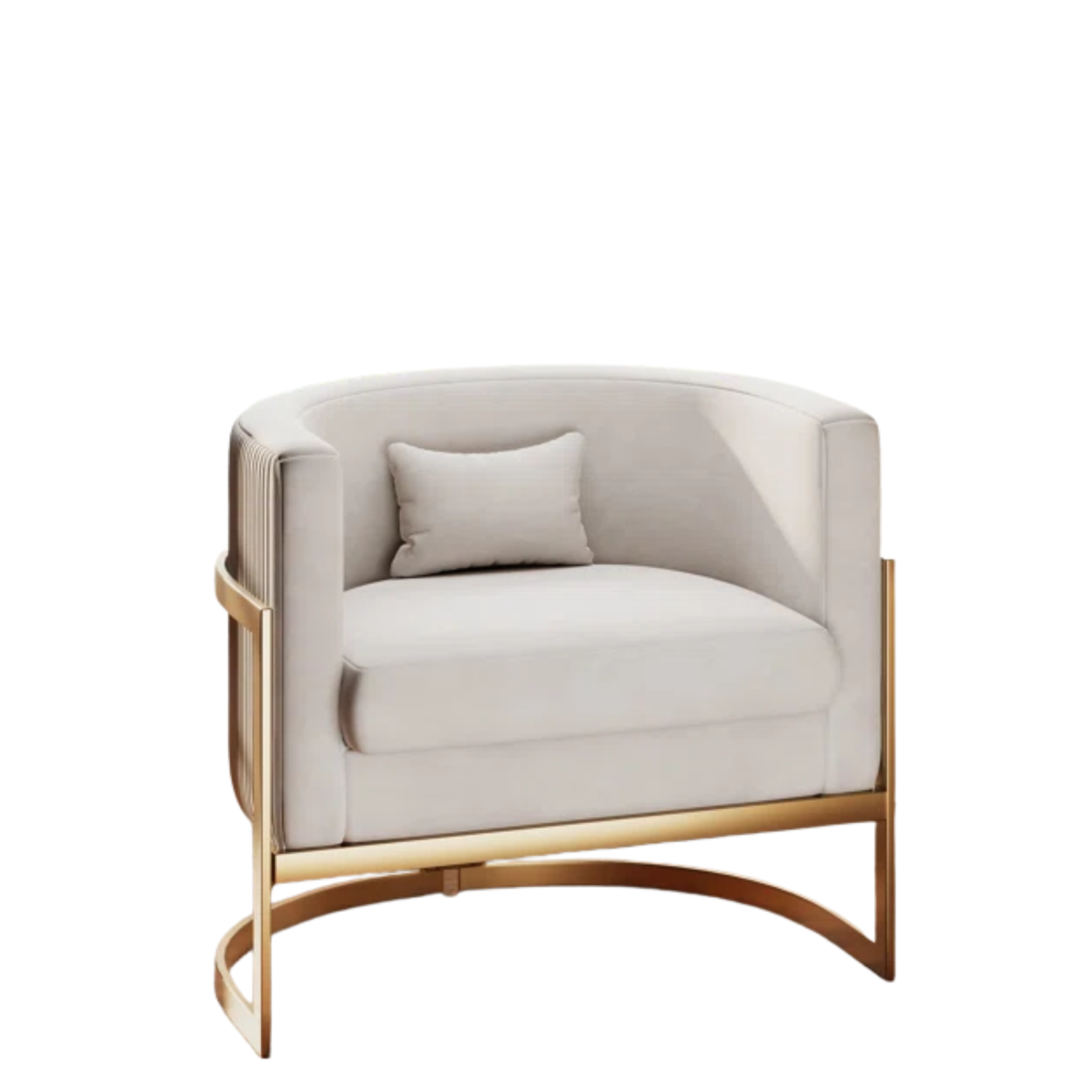 Velvet Chair | Ivory with Gold Trim