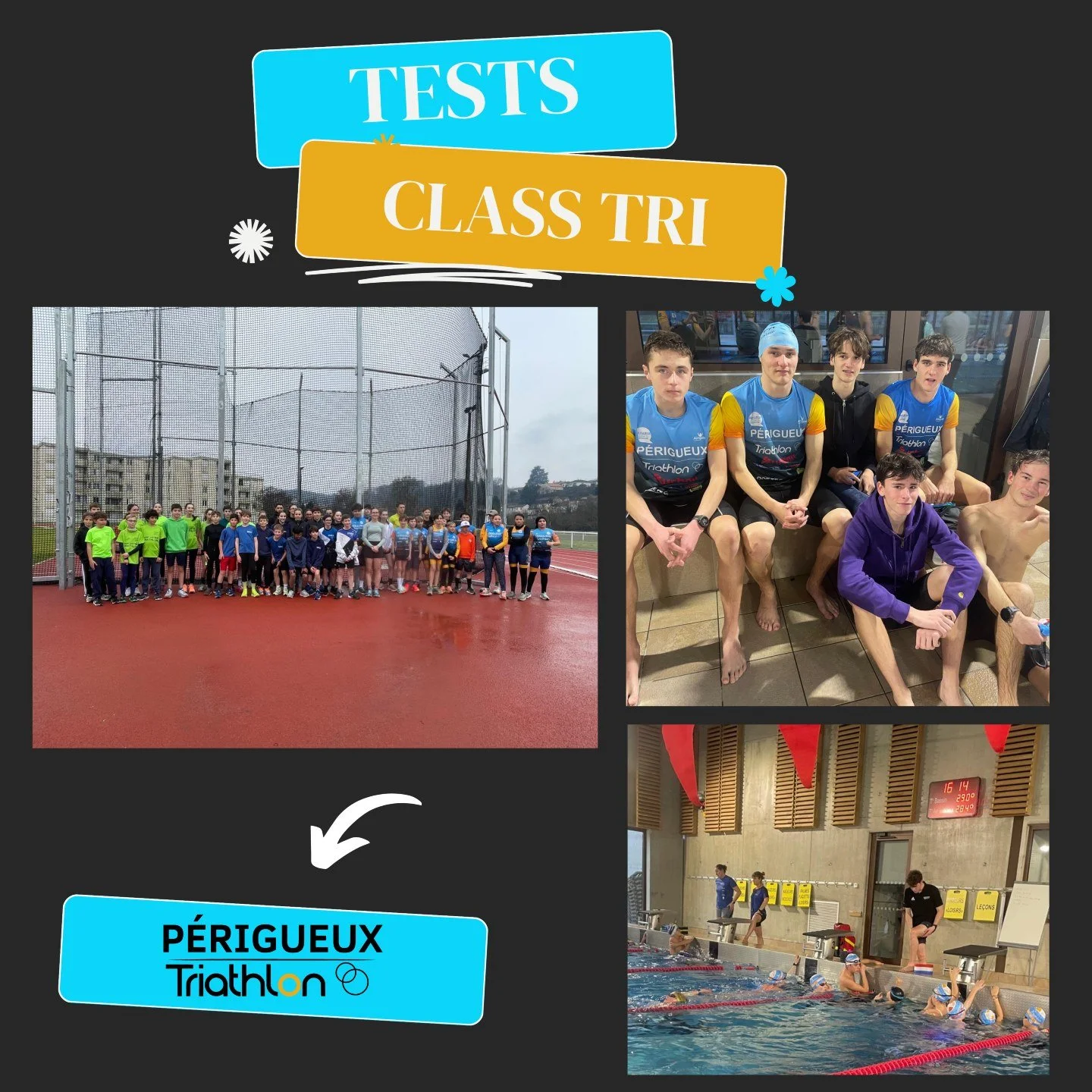 🏊&zwj;♂️🏃&zwj;♂️ Retour des tests Class Tri organis&eacute;s par le @comite_triathlon_dordogne ! 

Samedi apr&egrave;s-midi, ce sont 60 jeunes triathl&egrave;tes qui se sont retrouv&eacute;s &agrave; P&eacute;rigueux pour lancer la saison dans une 