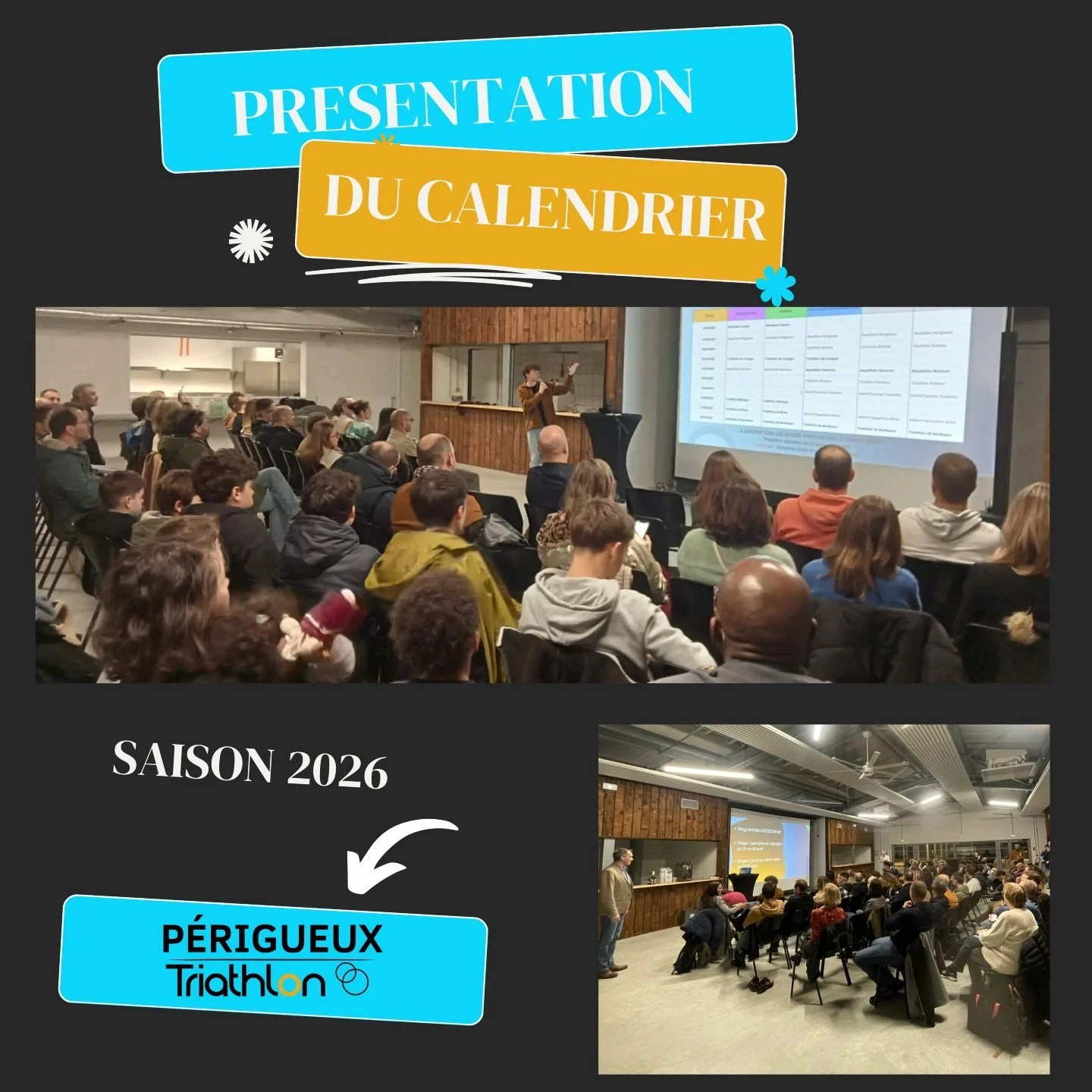 📅 Samedi au club ! 
Pr&eacute;sentation officielle du calendrier de la saison de triathlon 🏊&zwj;♂️🚴&zwj;♀️🏃&zwj;♂️

Et comme le veut la tradition : galettes des rois et convivialit&eacute; 👑😋 

Une belle fa&ccedil;on de lancer la saison ! 💪 
