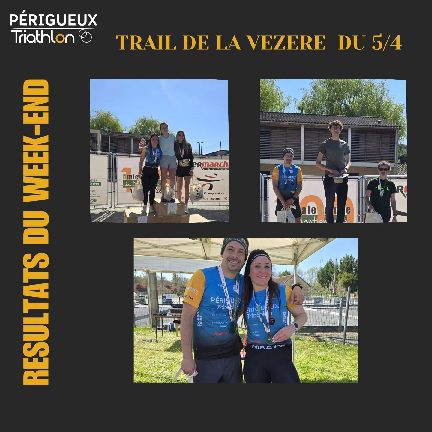 📢 R&eacute;sultats du week-end : 

Retour du Trail de la V&eacute;z&egrave;re du dimanche 5/4: 
Sur le 22 km, Nicolas Radesic r&eacute;alise une superbe course en d&eacute;crochant une 🥈 2ᵉ place en 1h32&rsquo;33 !
Sur le 7 km, Lisa Bonhoure monte 