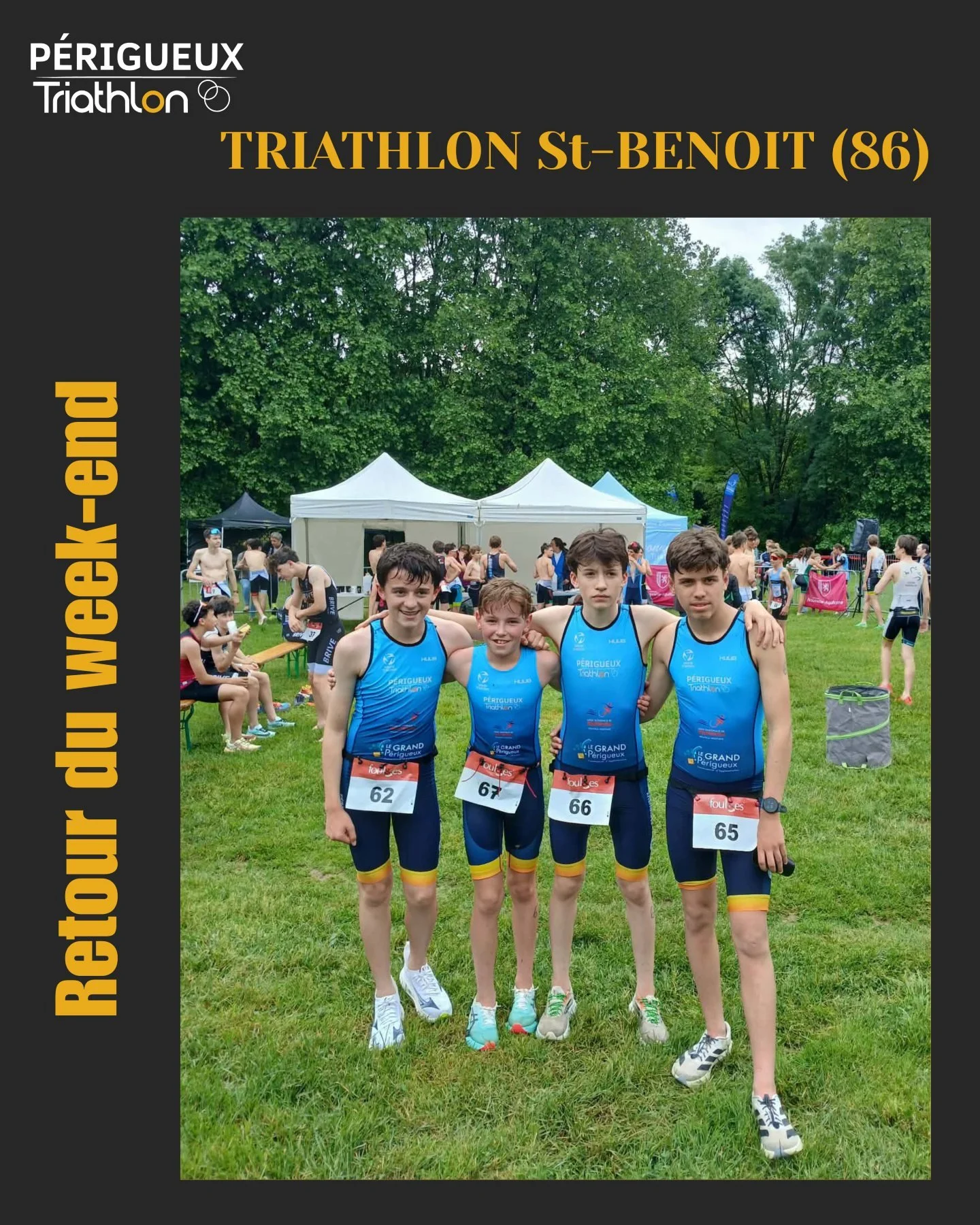 📢 R&eacute;sultats du week-end : 

Ce week-end, les licenci&eacute;s du C.A. P&eacute;rigueux Triathlon &eacute;taient engag&eacute;s au Triathlon de Saint-Beno&icirc;t (86), avec de tr&egrave;s beaux r&eacute;sultats &agrave; la cl&eacute;. 

Chez 