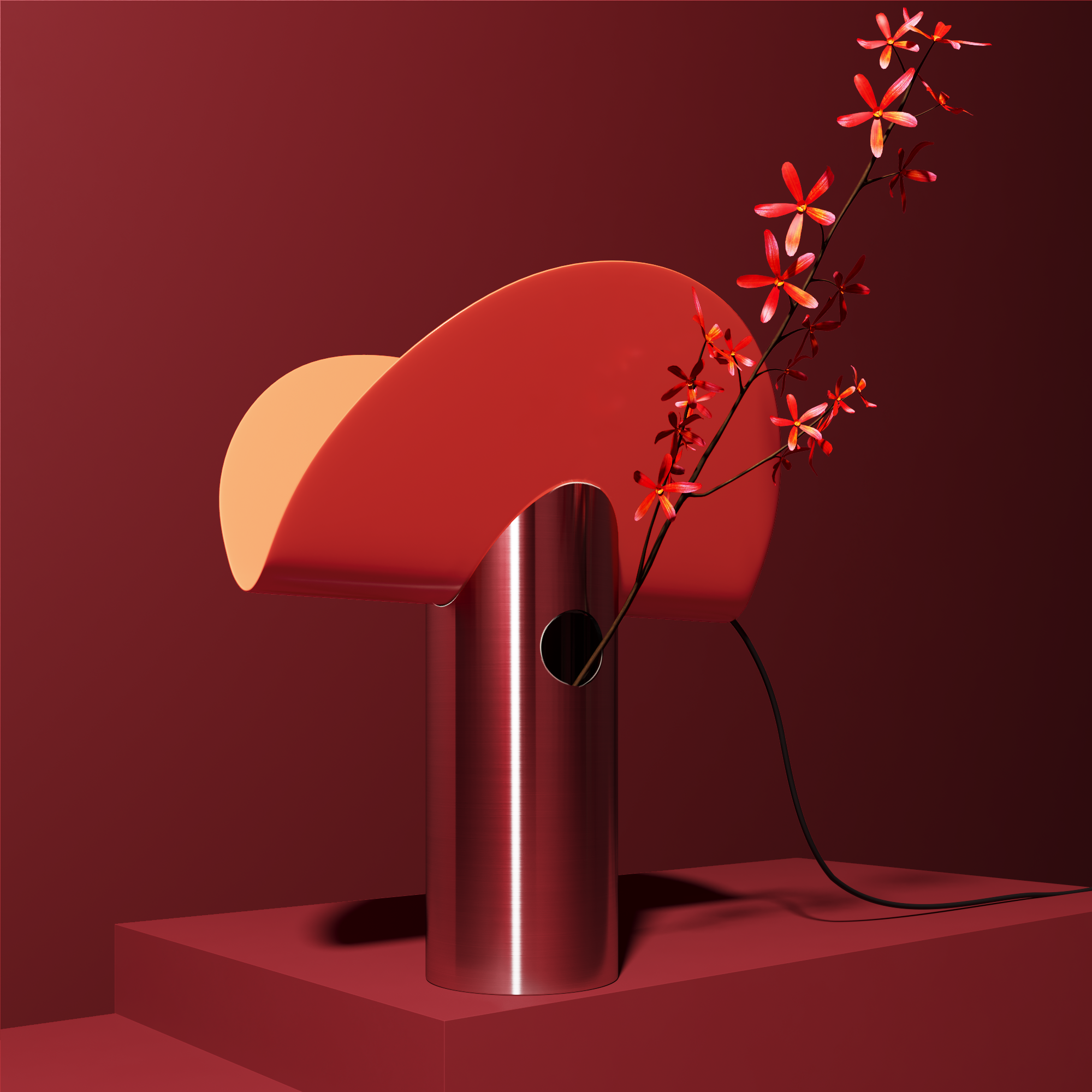Table Lamp-Vase "Blend", Traffic Red