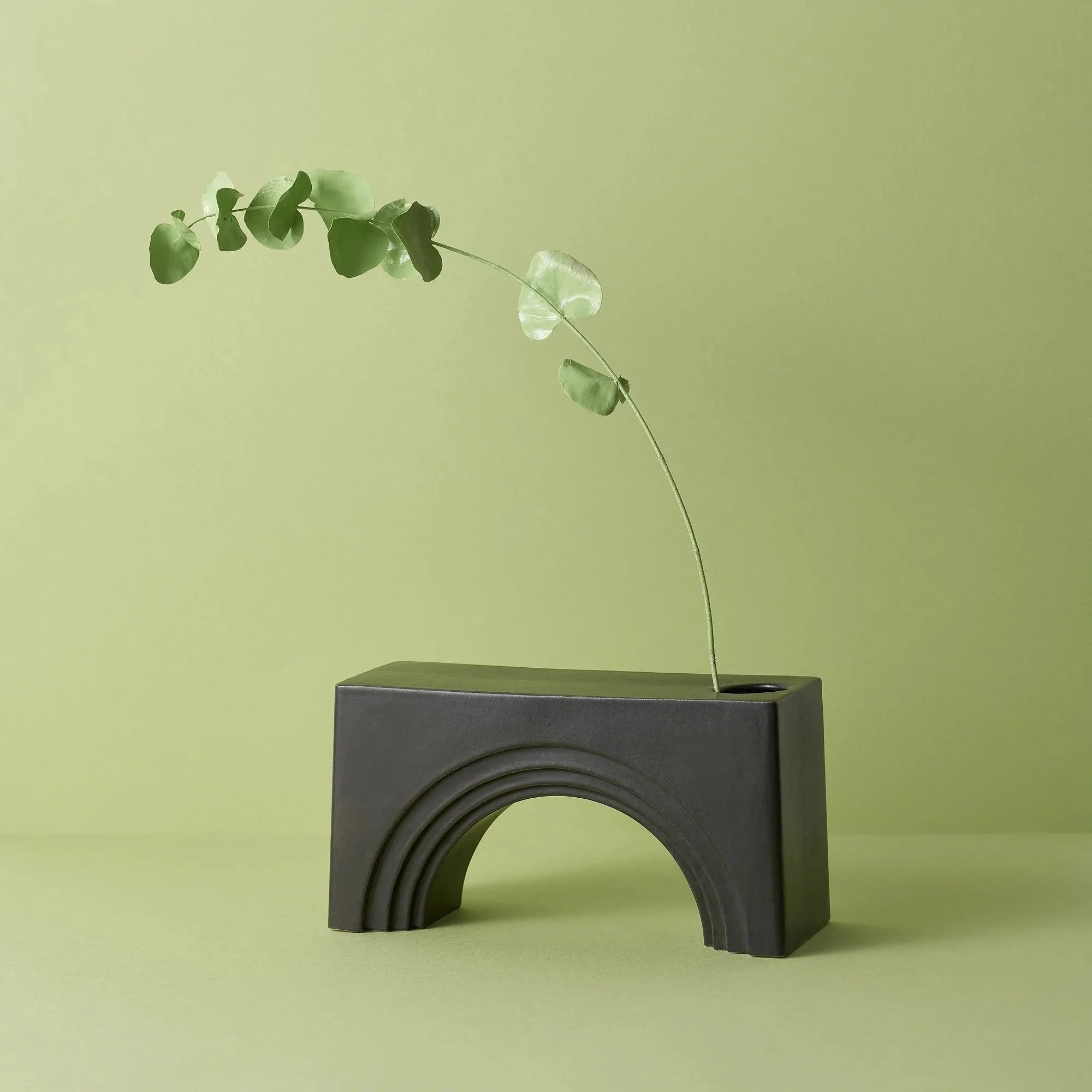 Small Ceramic Vase "Arch", Matt Black, Collectible Serial Edition