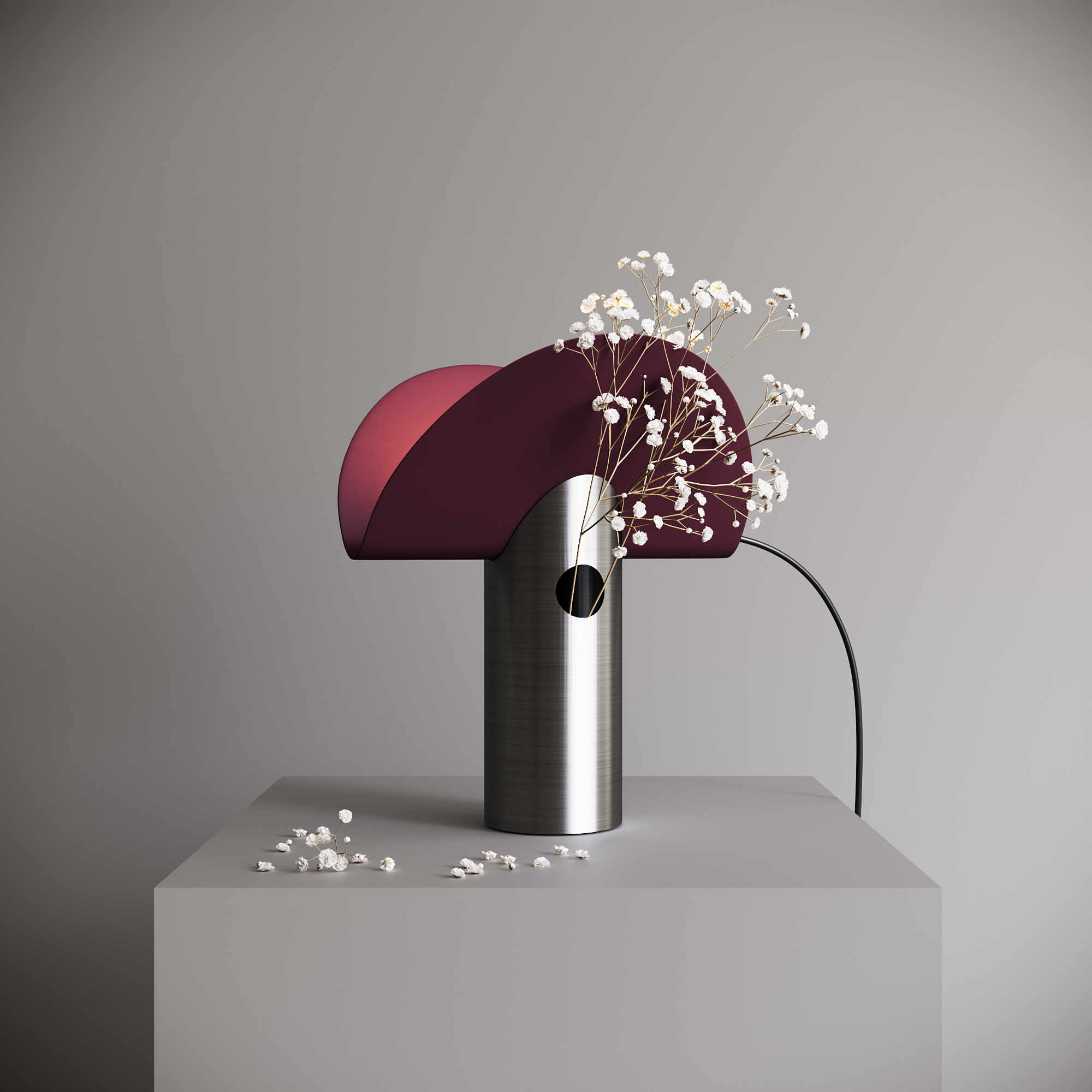 Table Lamp-Vase "Blend", Red Plum