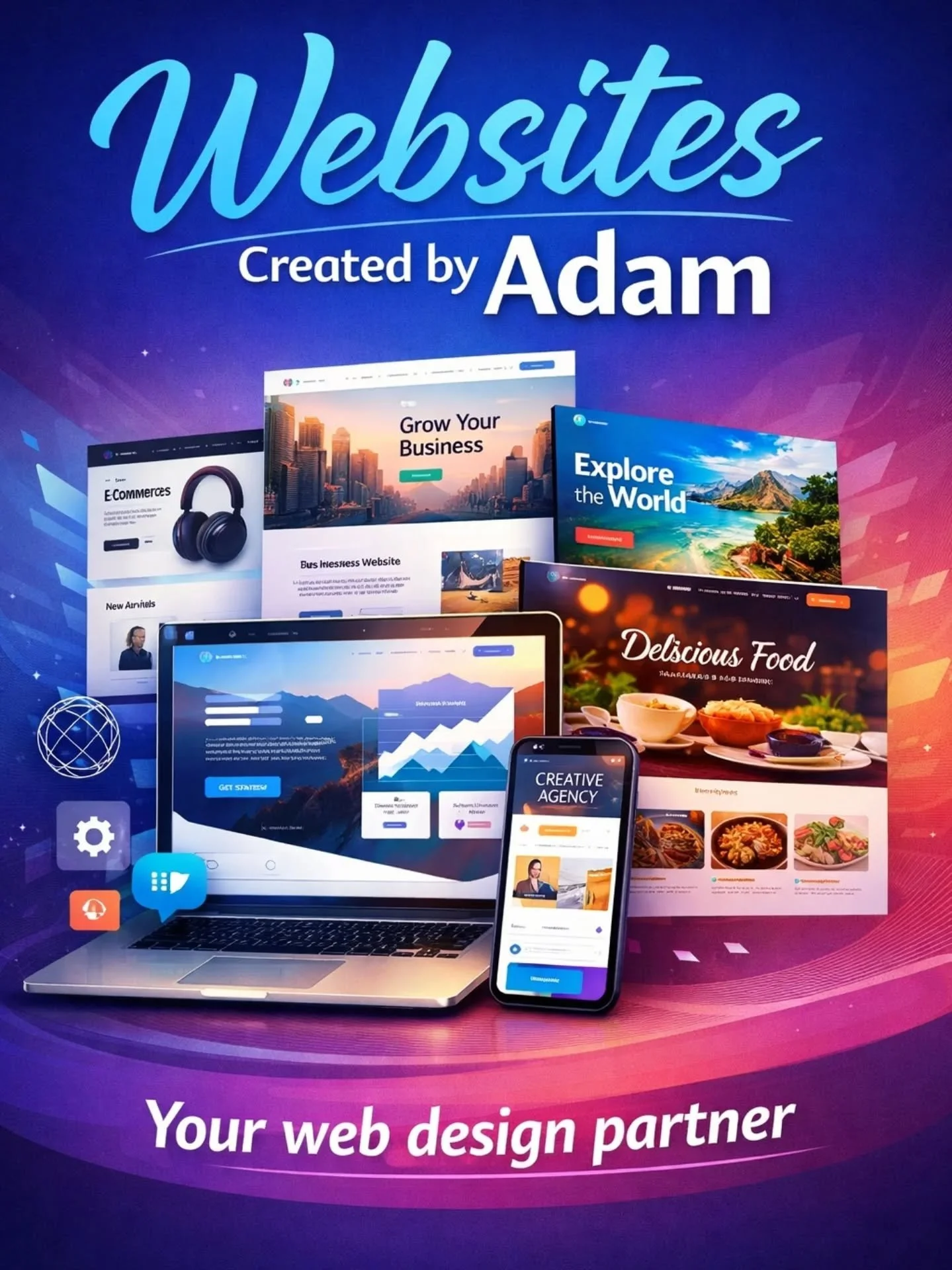 🌐 Looking for a website that truly represents YOU or your business?
At Websites Created By Adam, we don&rsquo;t just build websites &mdash; we bring your vision to life.
✨ Custom website design
🎥 Promotional videos
🎨 Logo creation
💡 Creative solu