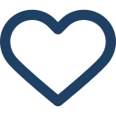 Outline of a heart shape in dark blue
