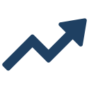 A blue rising arrow representing growth or progress