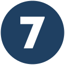 A dark blue circle with the number 7 in black centered inside it.