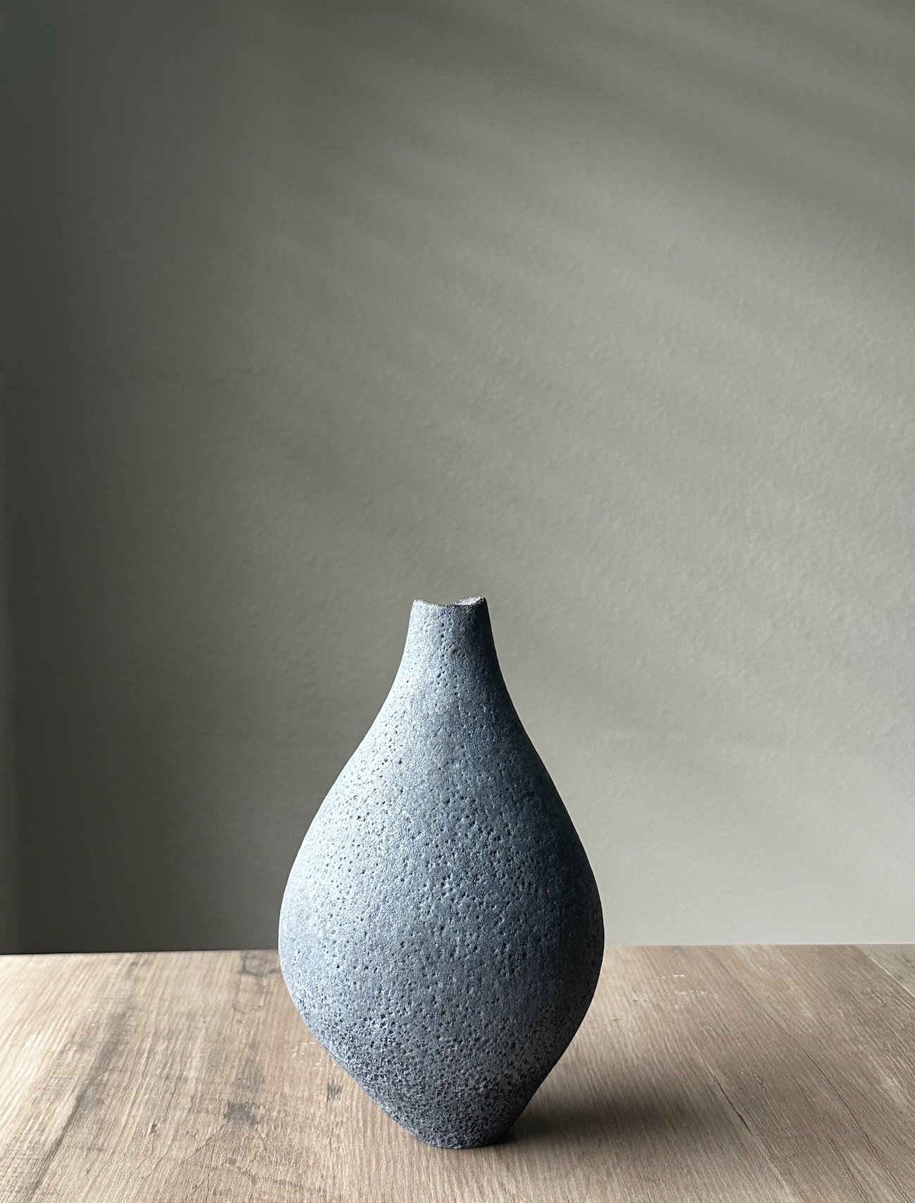 Bottle #2. Hand built stoneware with glaze and paint. Height 8 in. Diameter 5 in.