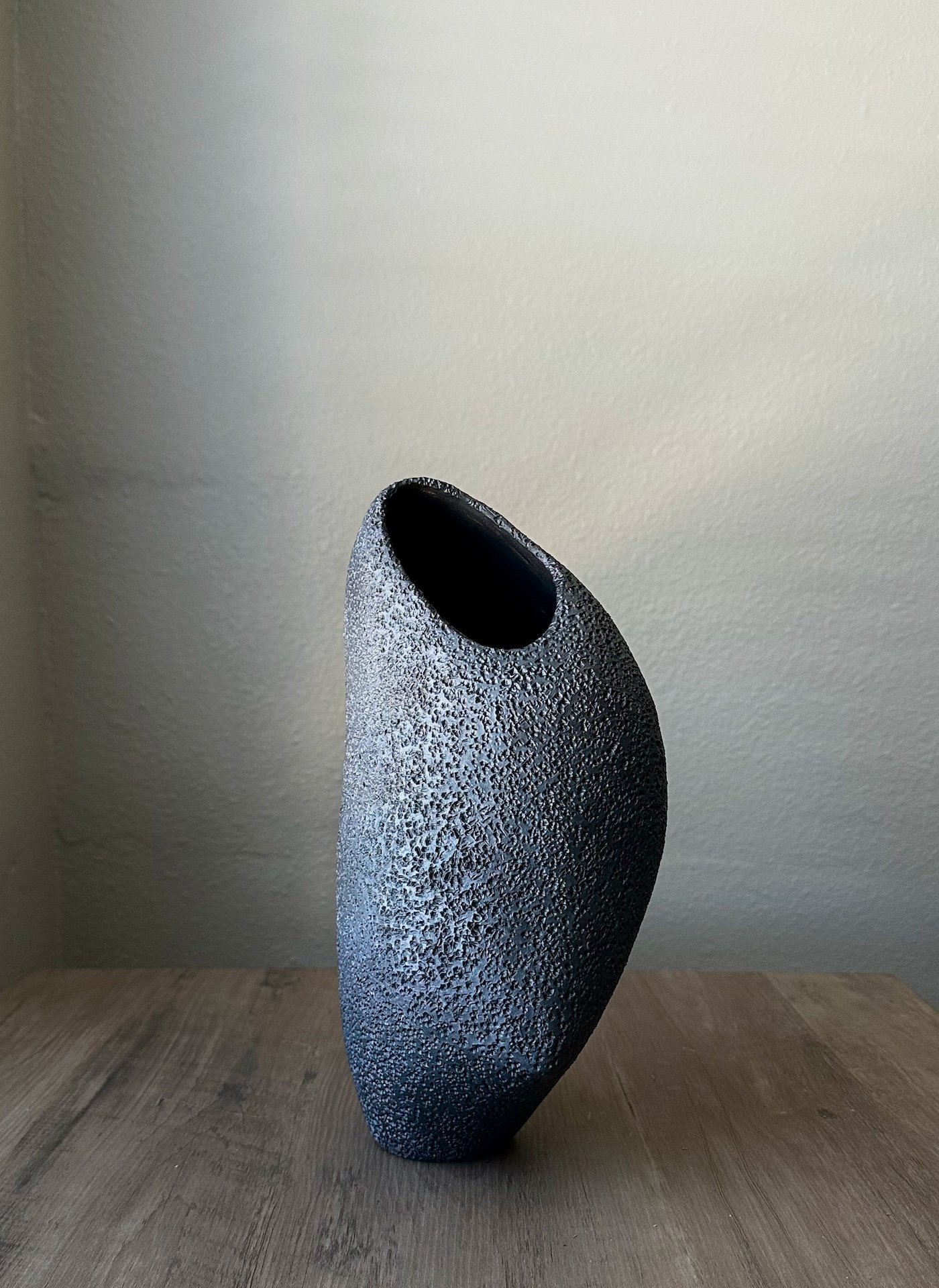 Untitled #3. Hand built stoneware with oxides. Height 12 in. Diameter 6 in.