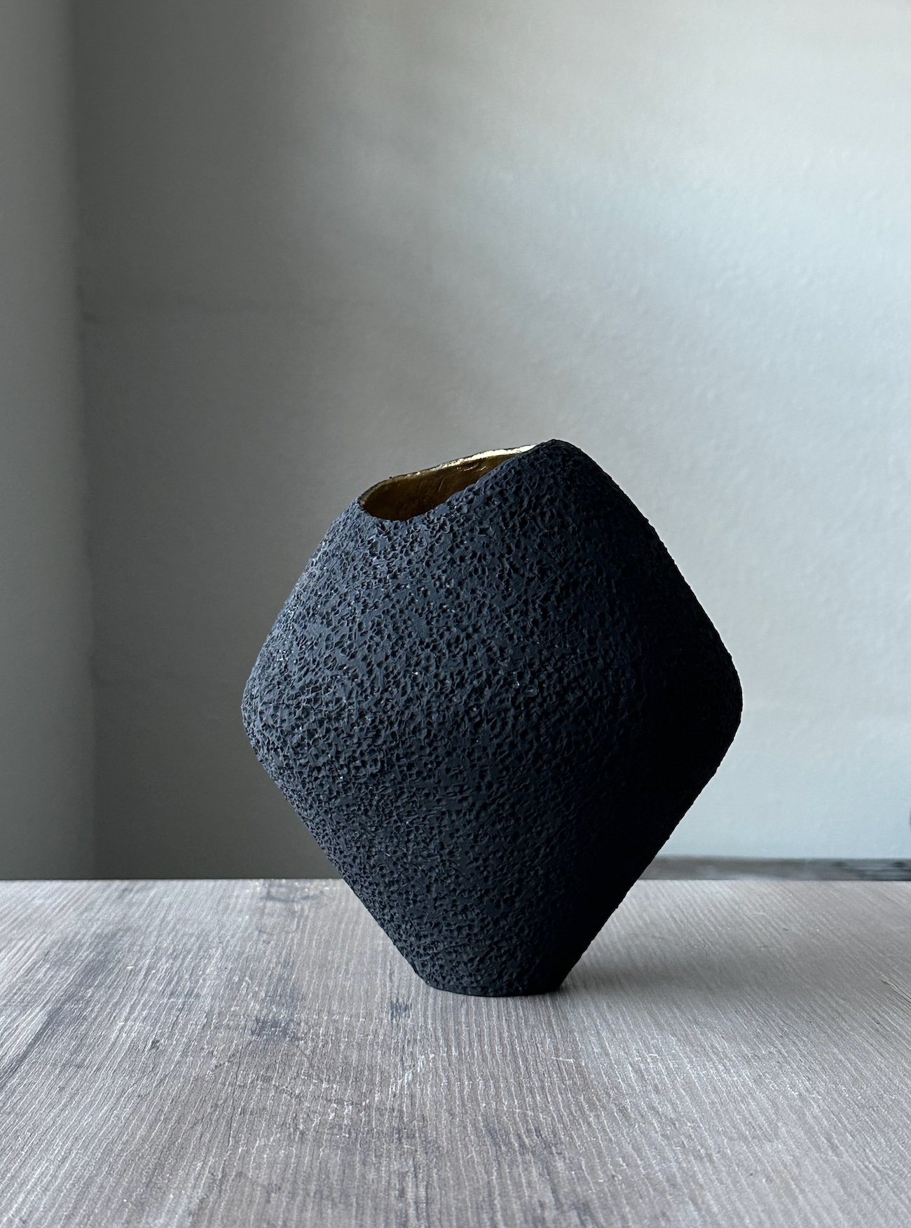 Untitled #4. Hand built stoneware with paint. Height 7.5 in. Diameter 6.5 in.