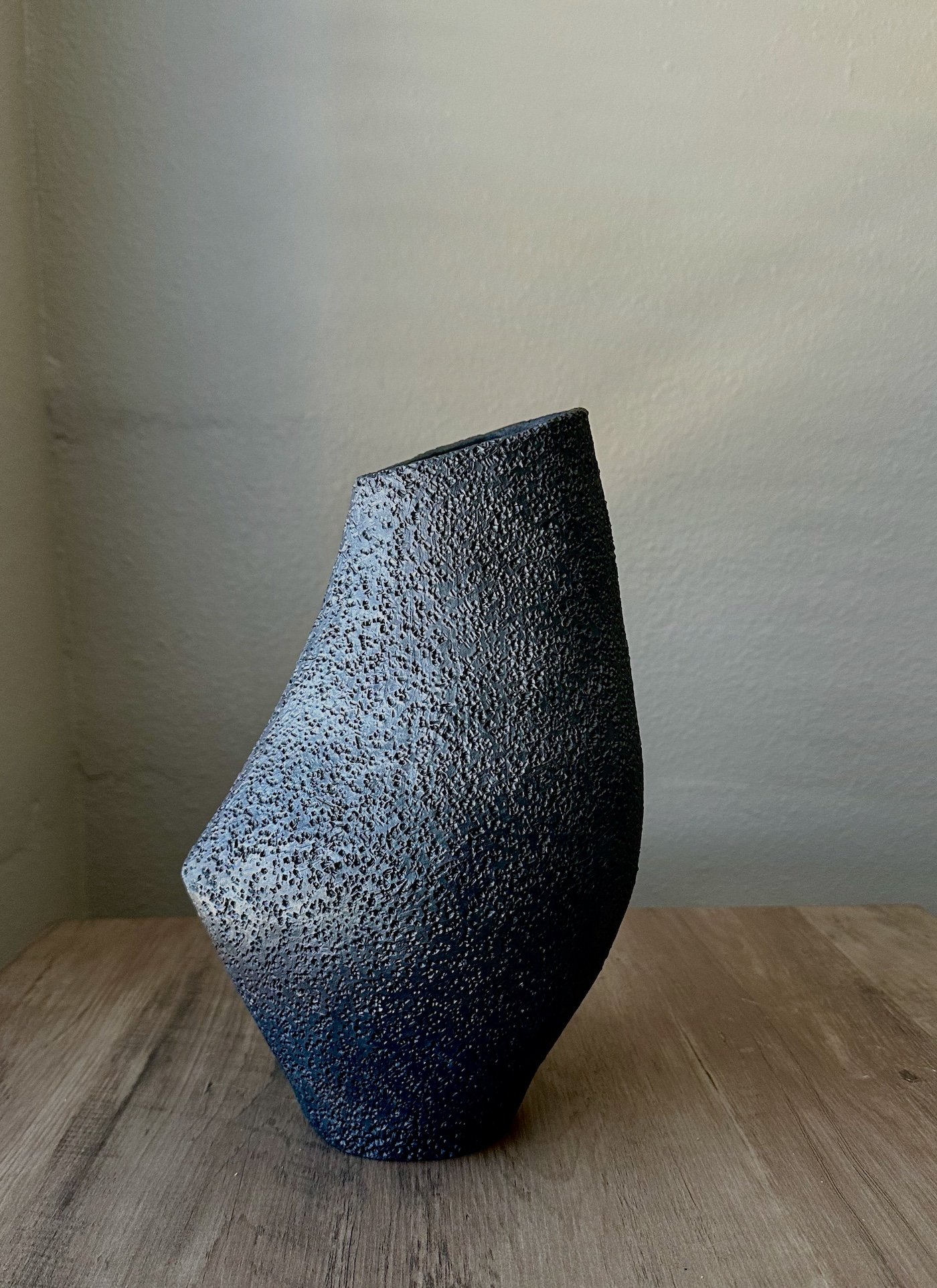 Untitled #2. Hand built stoneware with oxides. Height 12 in. Diameter 6.7 in.