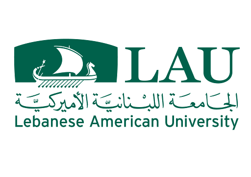 Logo of Lebanese American University with a sailboat and Arabic script.