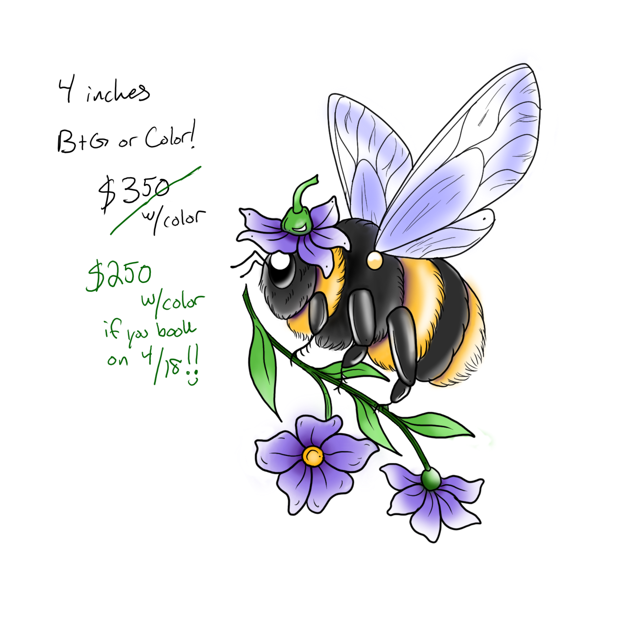 Violet Hat Bumblebee $350 w/ color