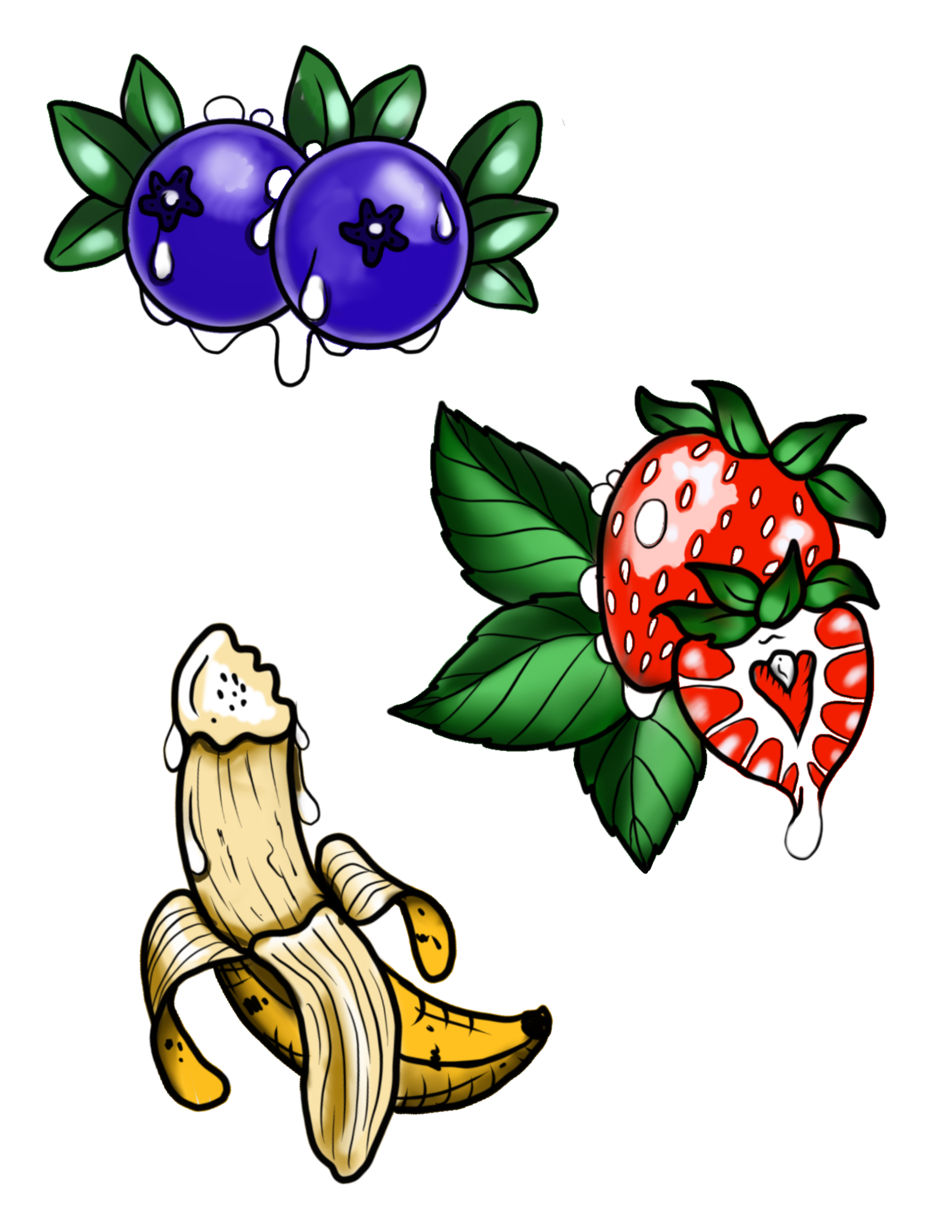 Sexy Pride Fruit: linework $150 color $200-$300