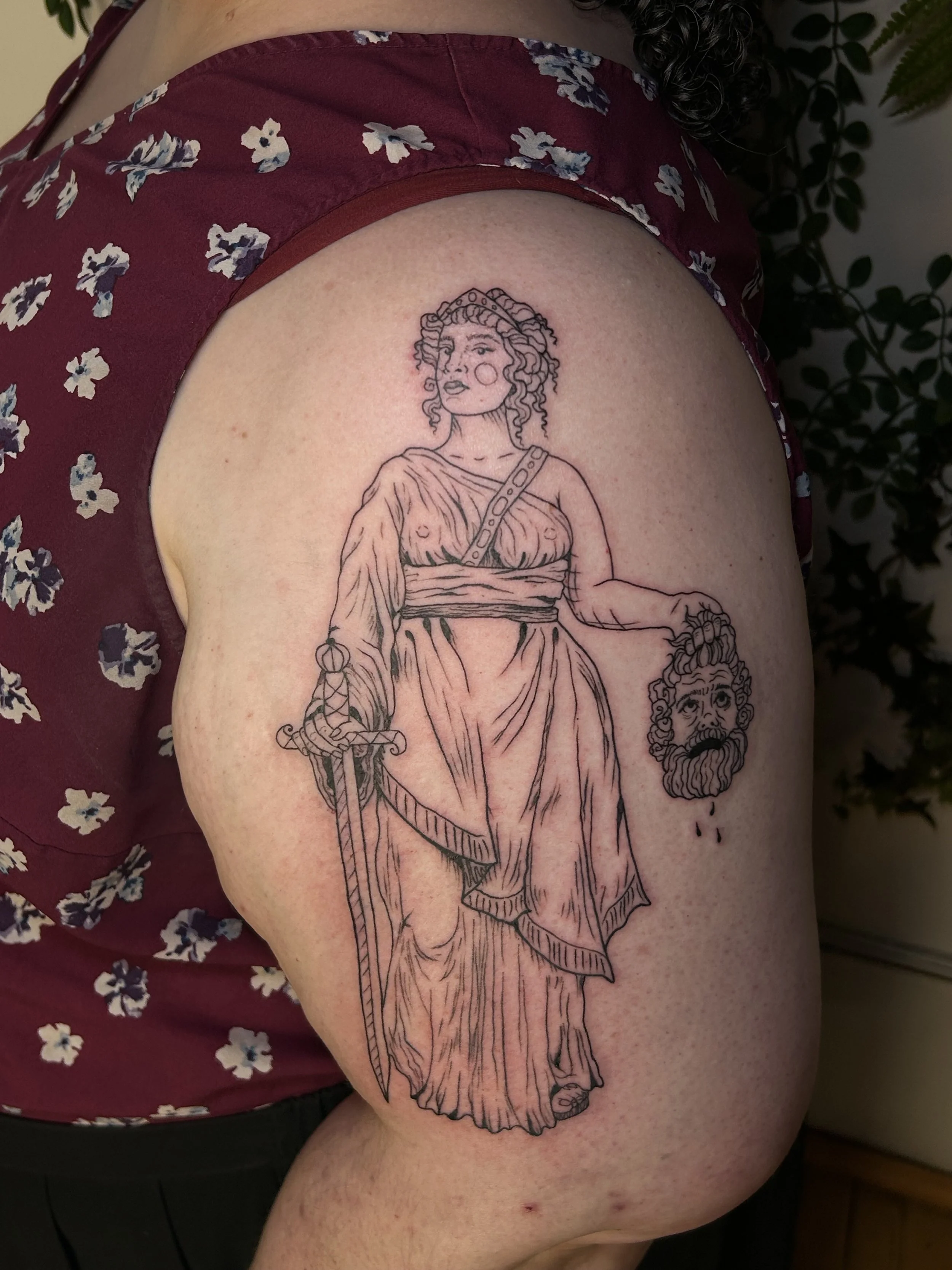 Linework illustrative portrait of Judith, a powerful woman from Jewish mythology