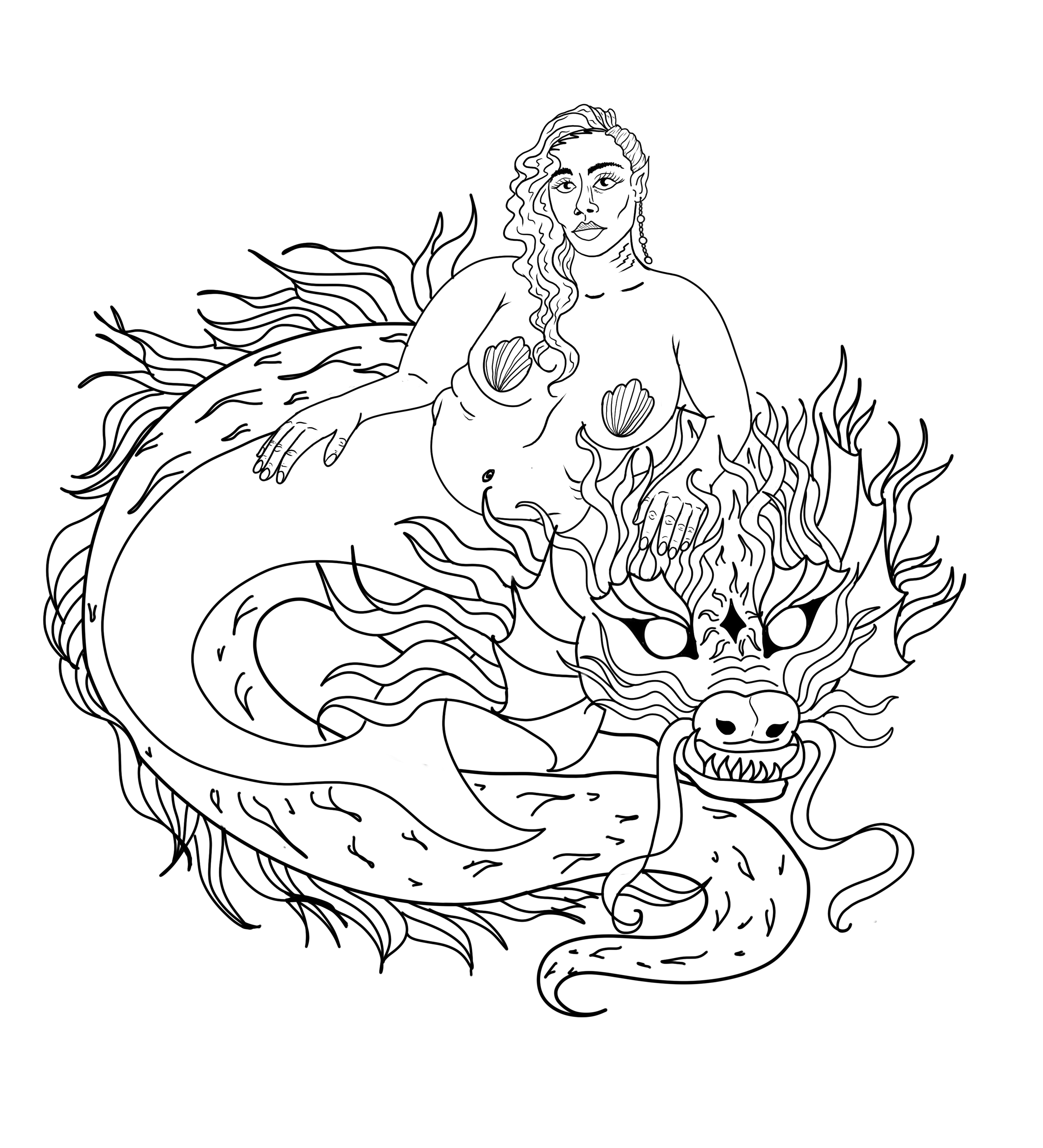 Dragon Mermaid; size: 6in min, color options available for added session, full price: $300, sale price: $225