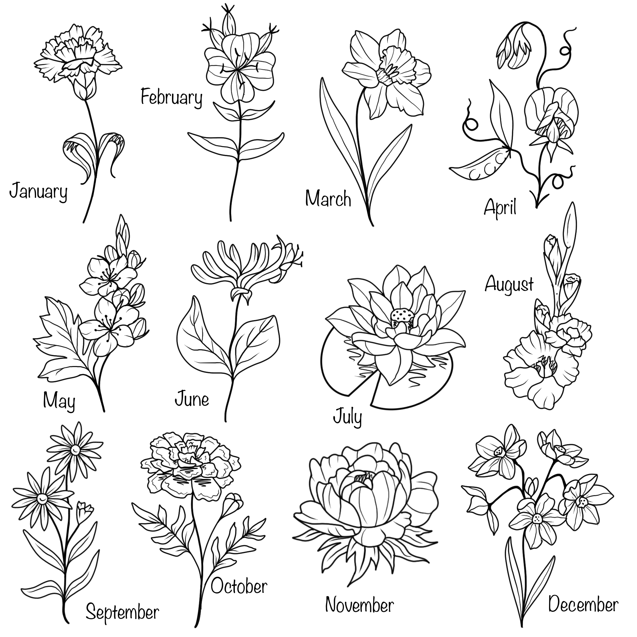 Birth flowers 2; size: 3 in min, full price: $150, sale price: $113