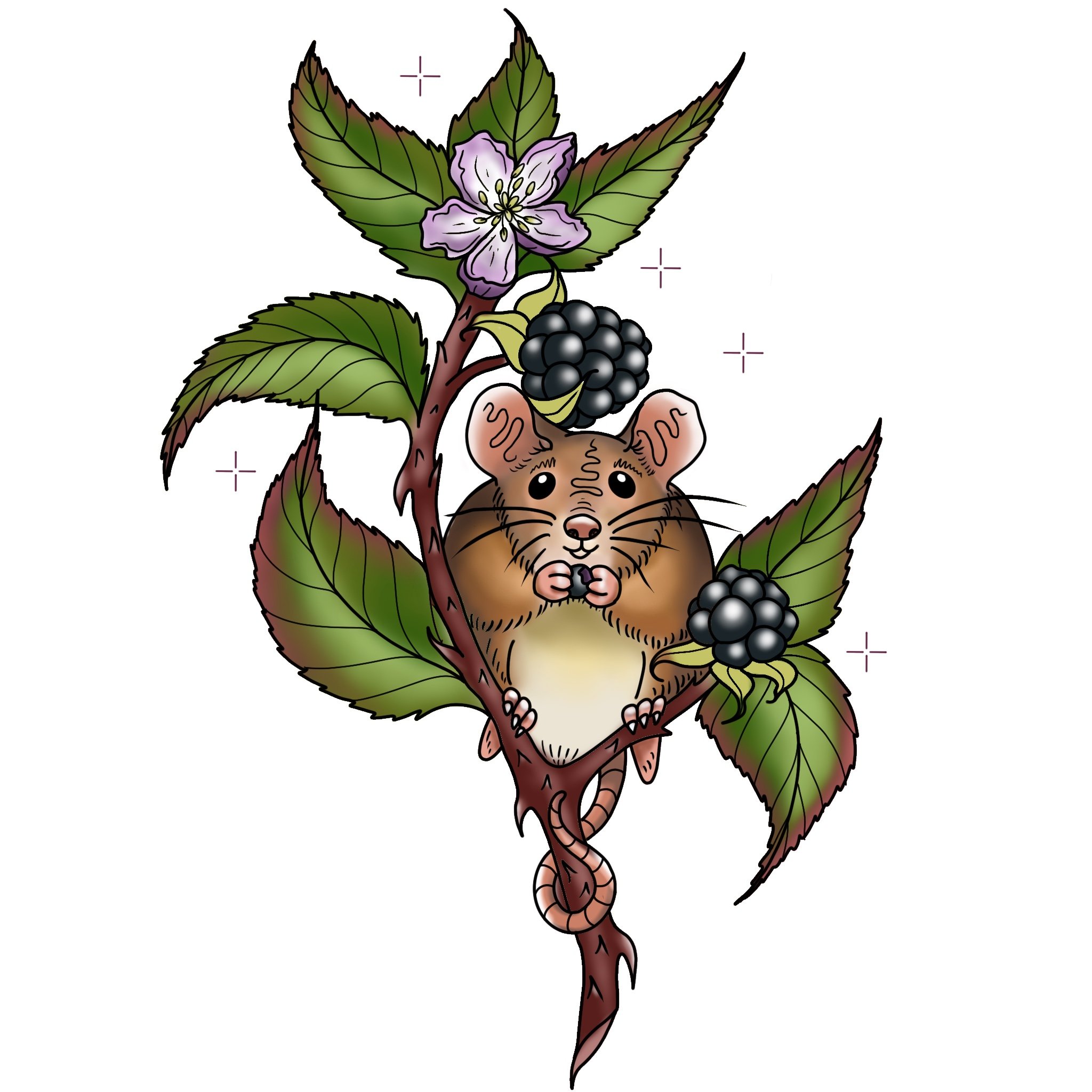 Mouse on a Berry Branch | $600-$700