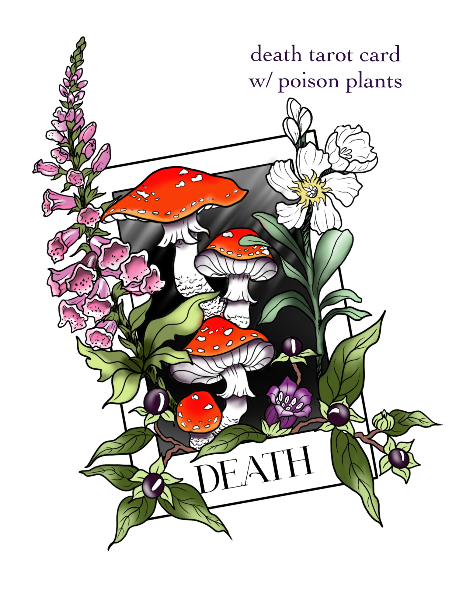 Death Tarot Card w/ Poison Plants