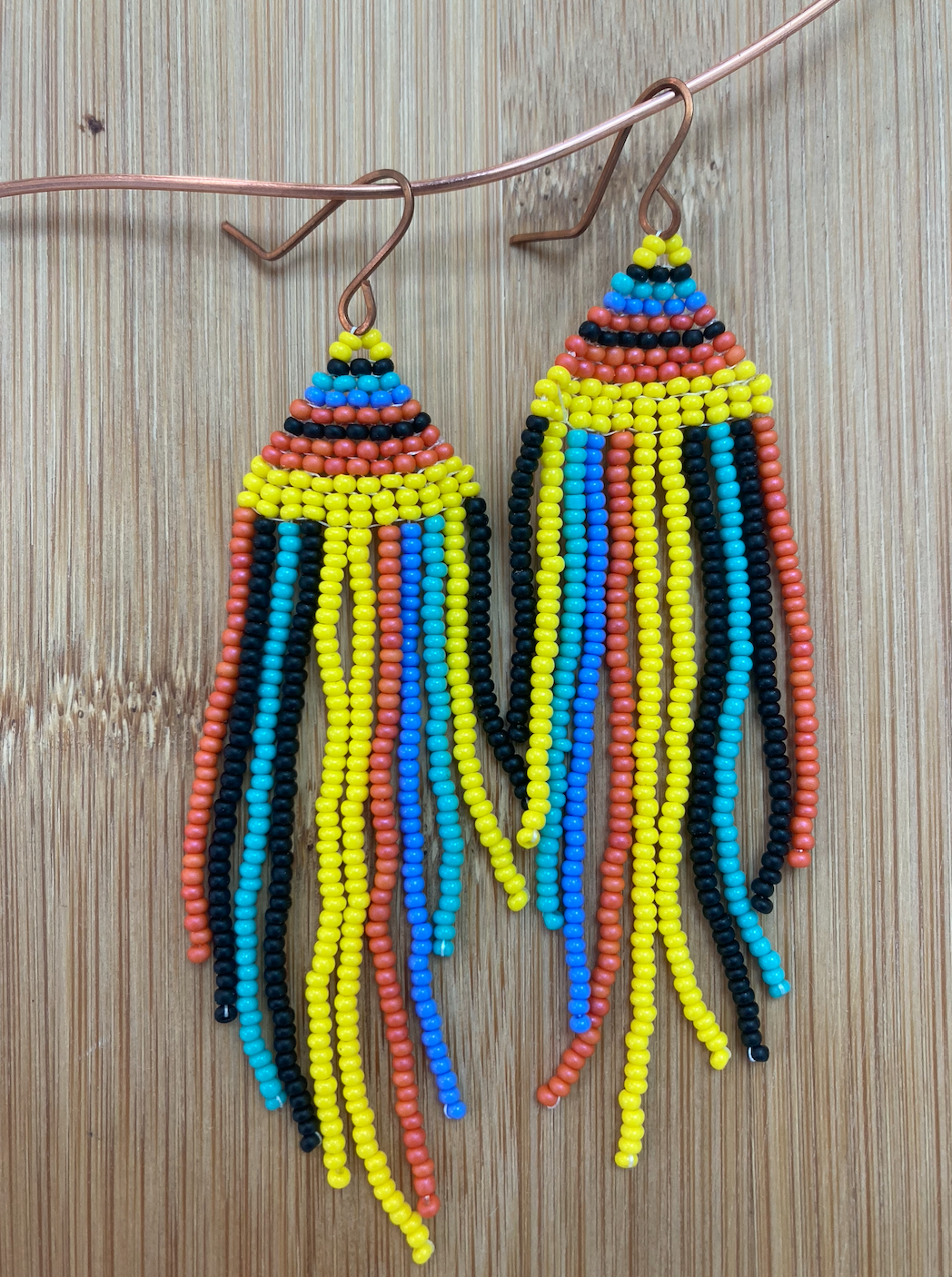 Multicolor fringe earrings
