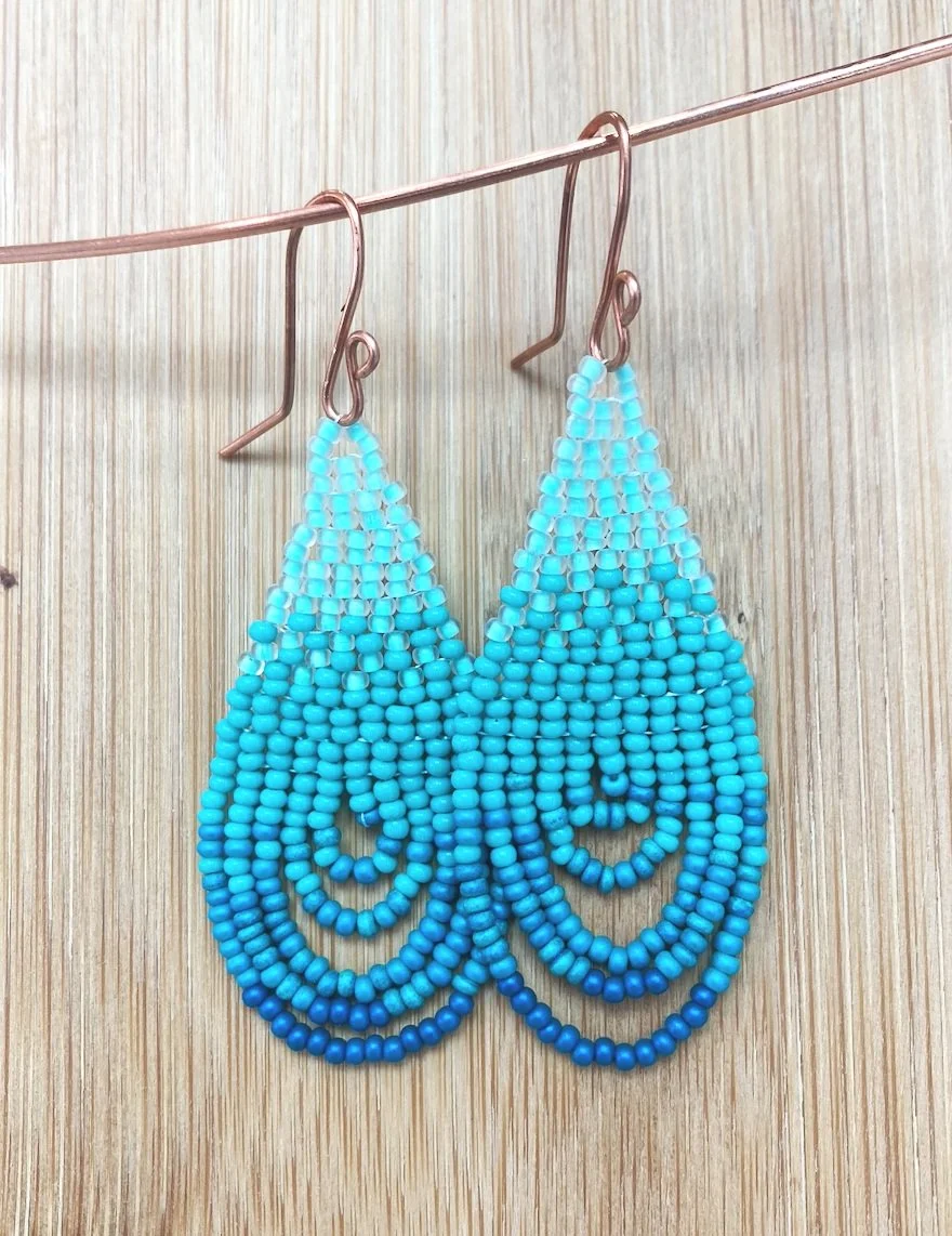 Blue Ombre beaded teardrops