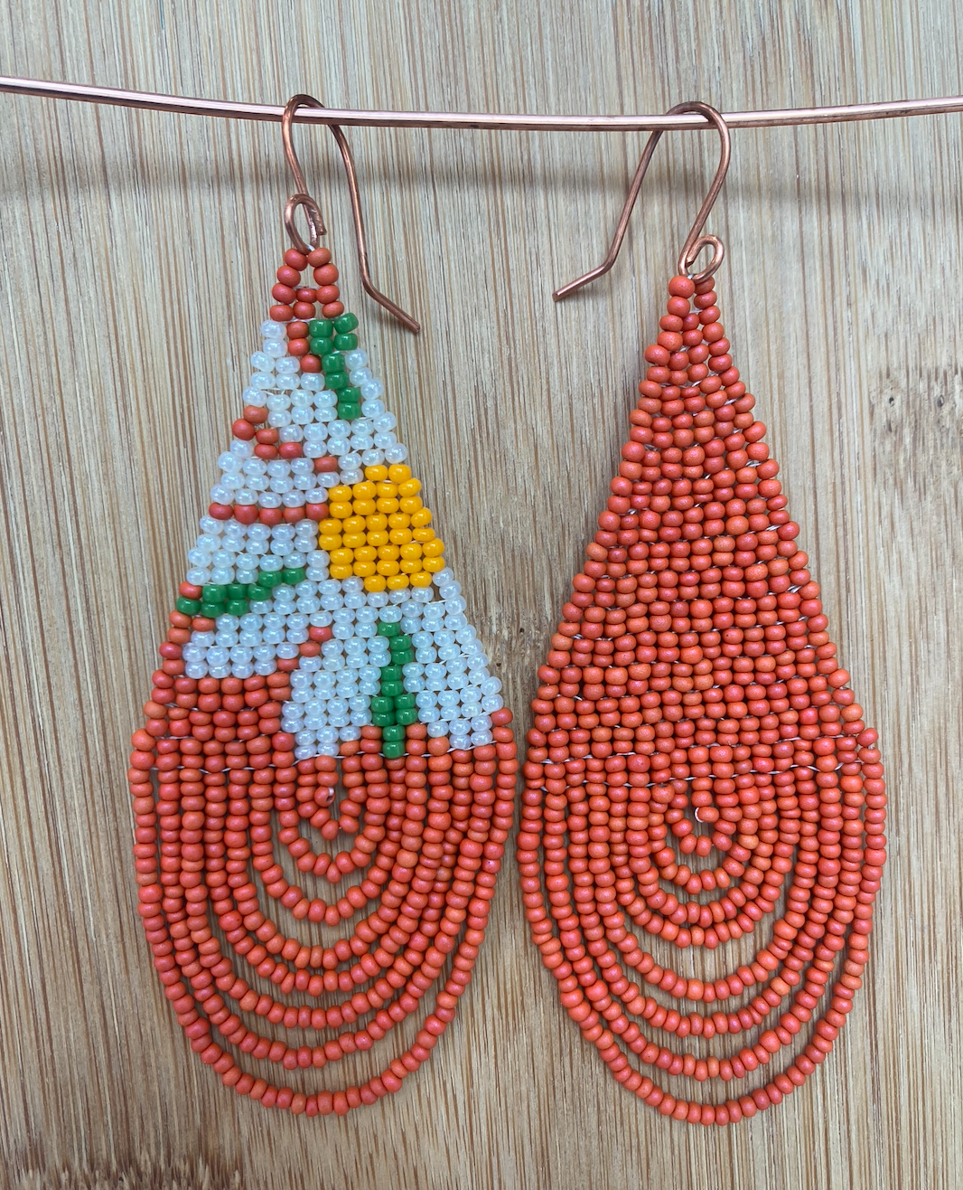 Asymmetric Tangerine Teardrop Earrings