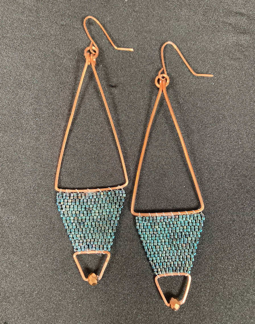 Fierce iridescent copper earrings